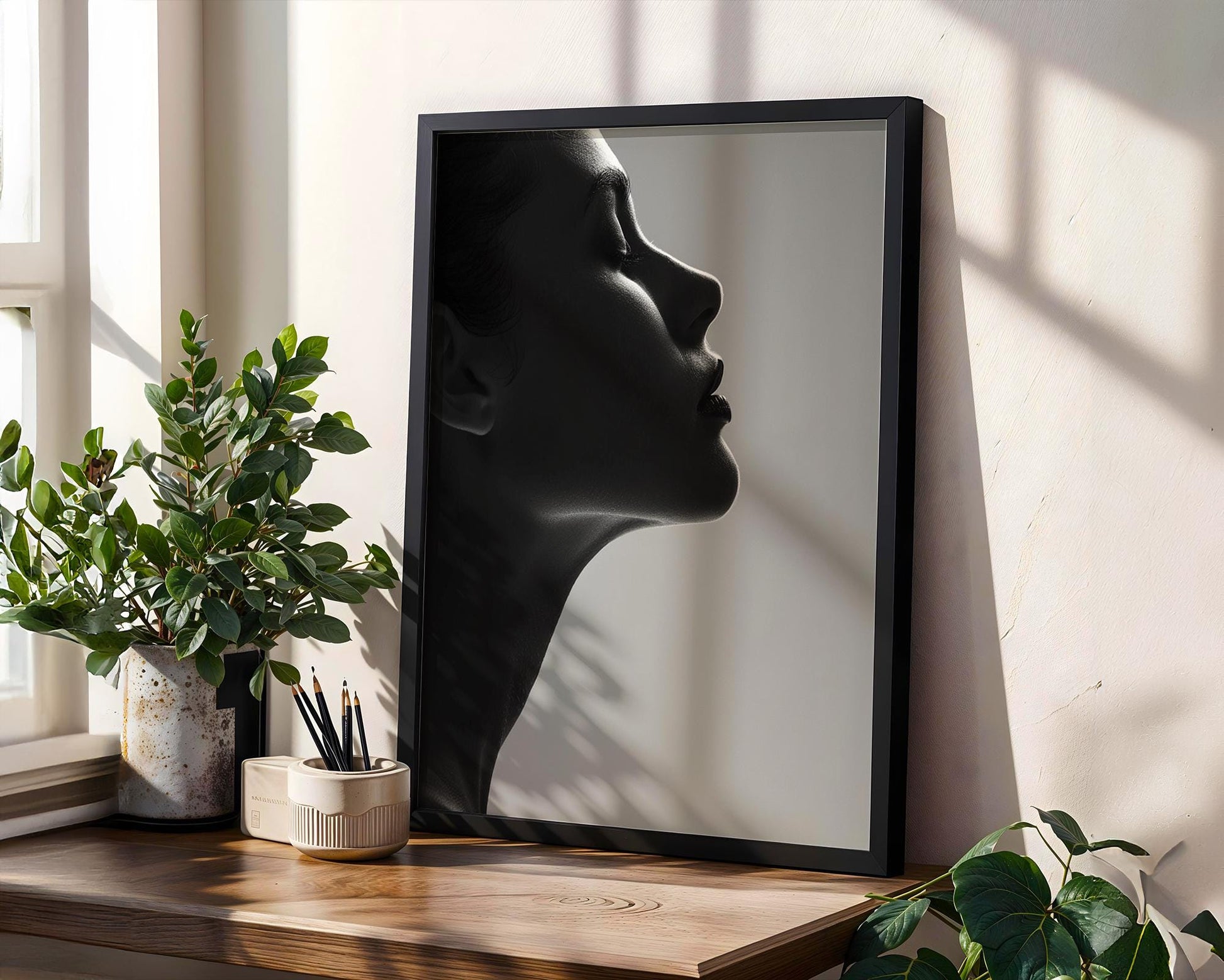 Minimal Wall Art | Serenity | Black and White Portrait Photography wall art print, minimalist black and white poster, modern Scandinavian wall decor, Monohaus