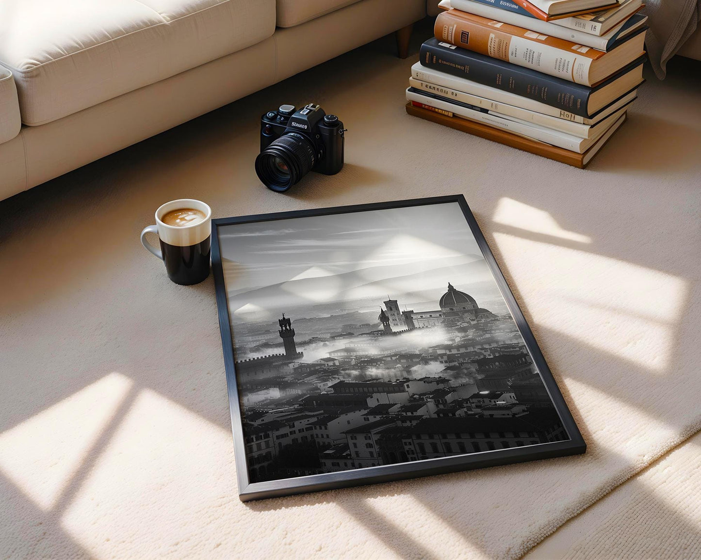 World Landmark | Florence Duomo Print | Black and White Italian Cityscape Photography wall art print, black and white architectural poster, minimalist modern Scandinavian wall decor, Monohaus