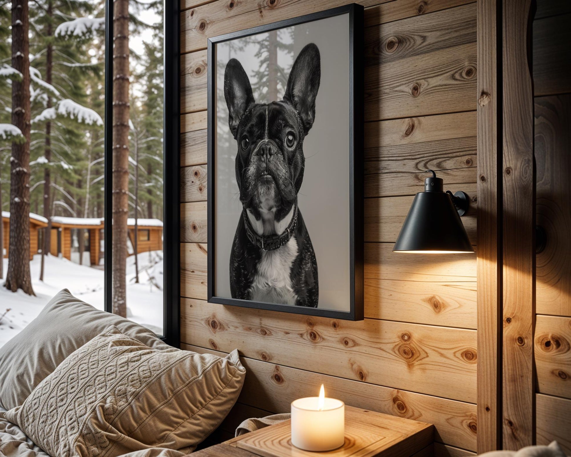 Dog Photography French Bulldog Portrait Print | Minimalist Black and White Pet Art wall art print, minimalist black and white poster, modern Scandinavian wall decor, Monohaus
