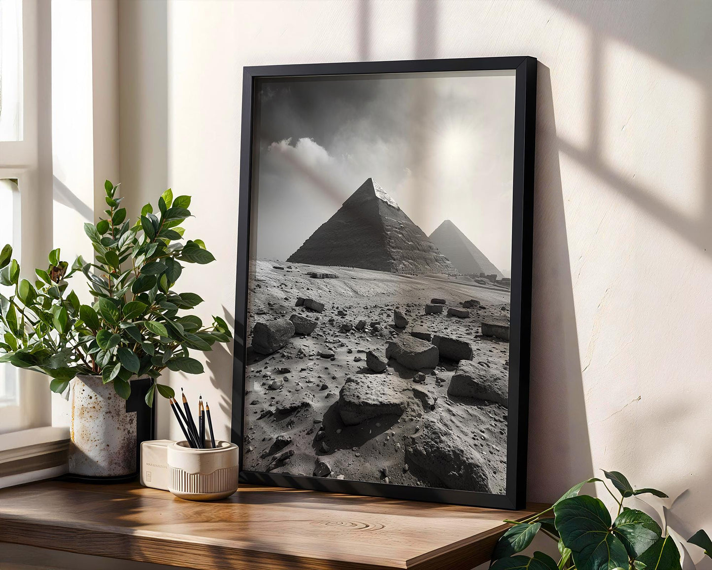 World Landmark | Giza Pyramids Photography Print | Minimalist Black and White Wall Art wall art print, minimalist black and white poster, modern Scandinavian wall decor, Monohaus