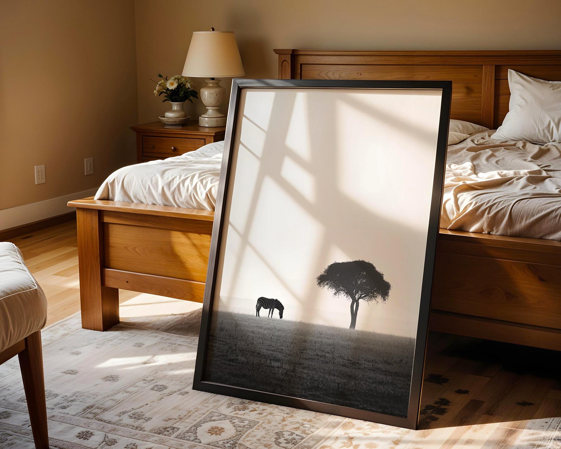 Wildlife Poster | Zebra and Acacia Tree Fine Art Print • Minimalist Safari Landscape wall art print, minimalist black and white poster, modern Scandinavian wall decor, Monohaus