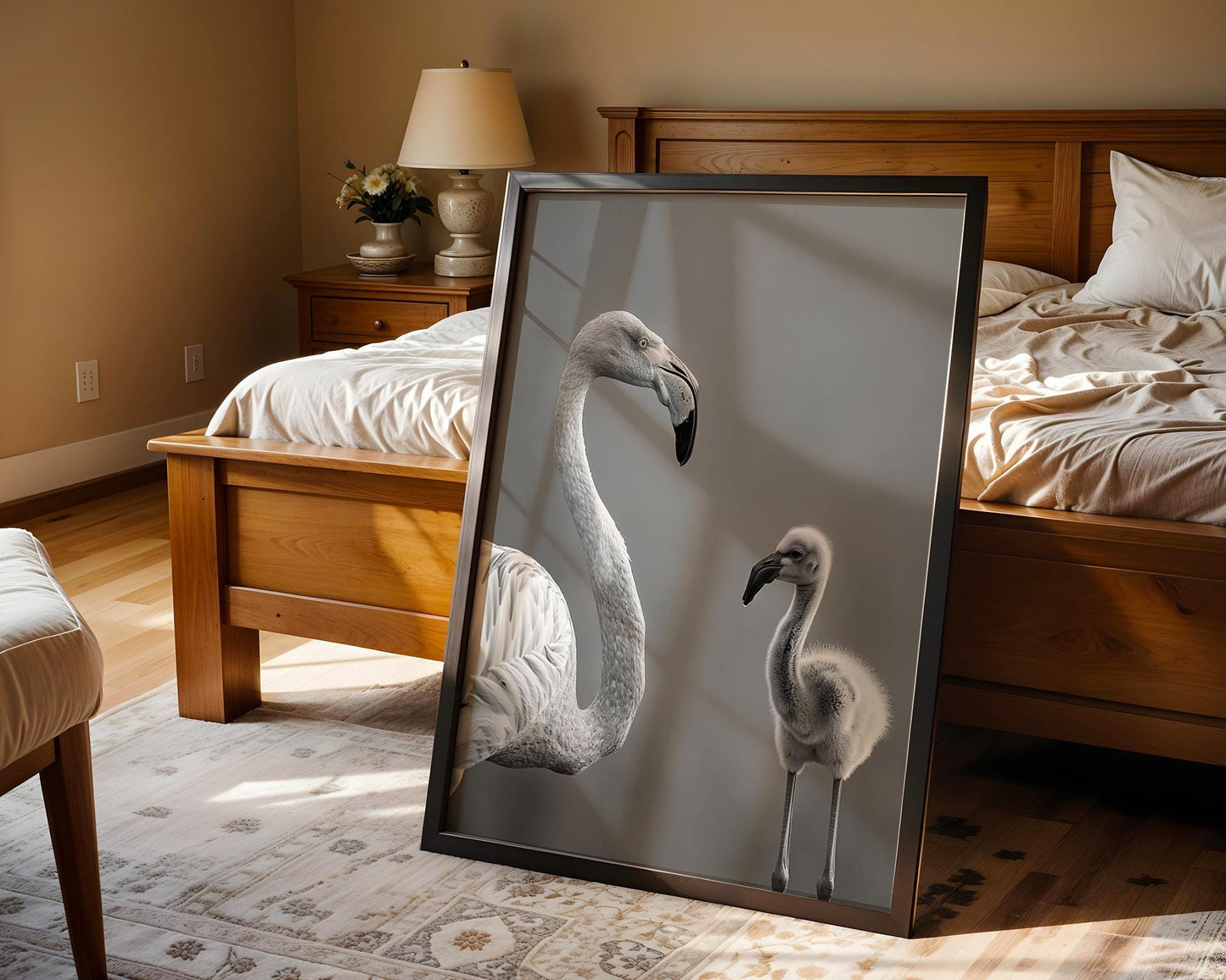 Wildlife Poster | Flamingo Chick Print | Minimalist Black & White Fine Art wall art print, minimalist black and white poster, modern Scandinavian wall decor, Monohaus