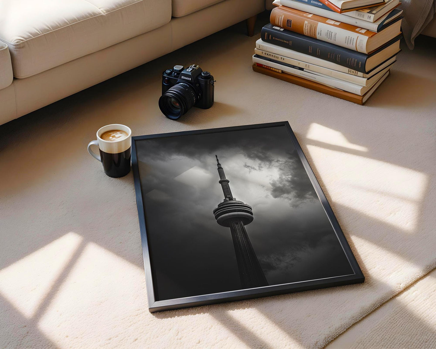 World Landmark | CN Tower Print | Toronto Skyline Photography, Minimalist Urban Decor wall art print, black and white architectural poster, minimalist modern Scandinavian wall decor, Monohaus