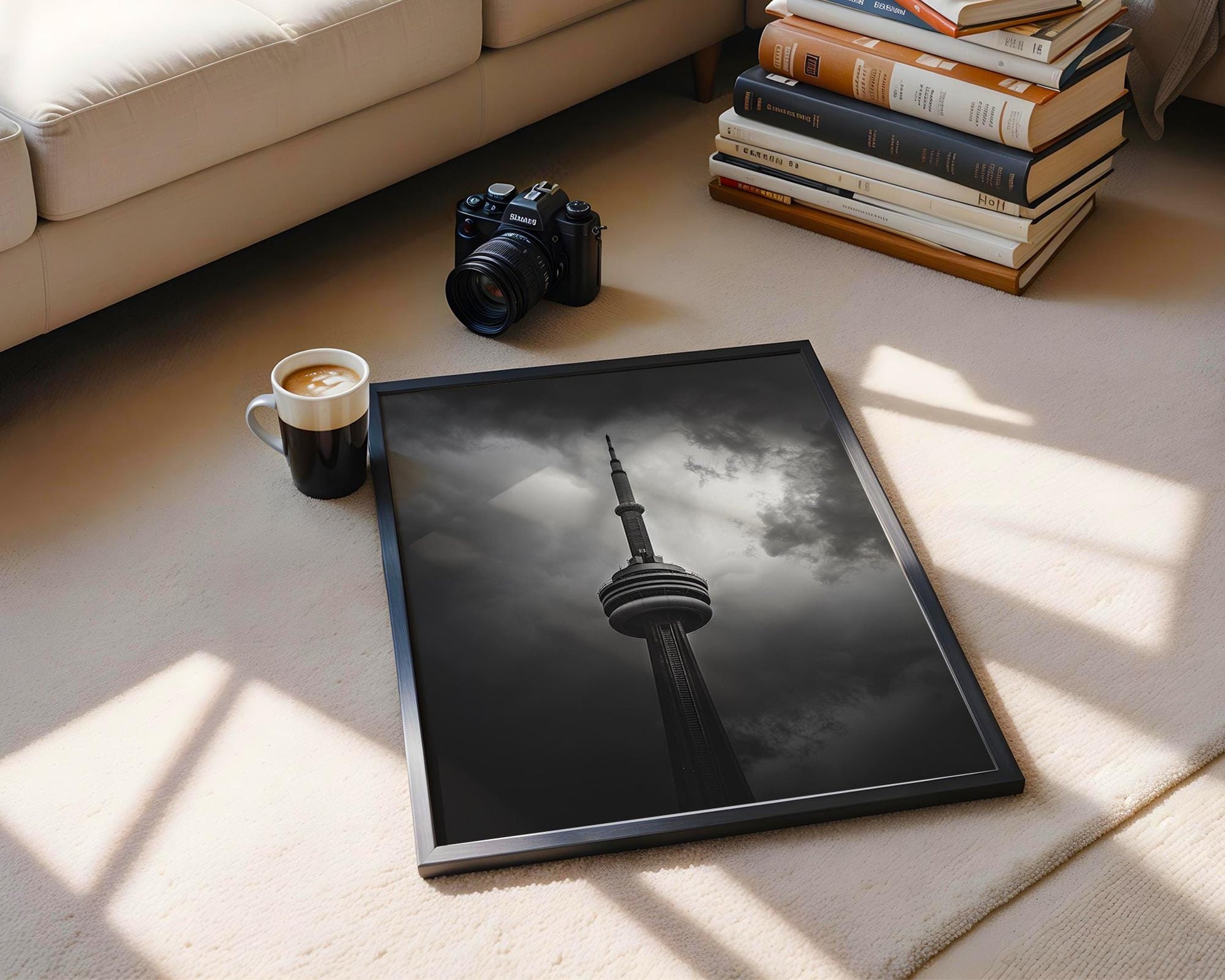 World Landmark | CN Tower Print | Toronto Skyline Photography, Minimalist Urban Decor wall art print, black and white architectural poster, minimalist modern Scandinavian wall decor, Monohaus