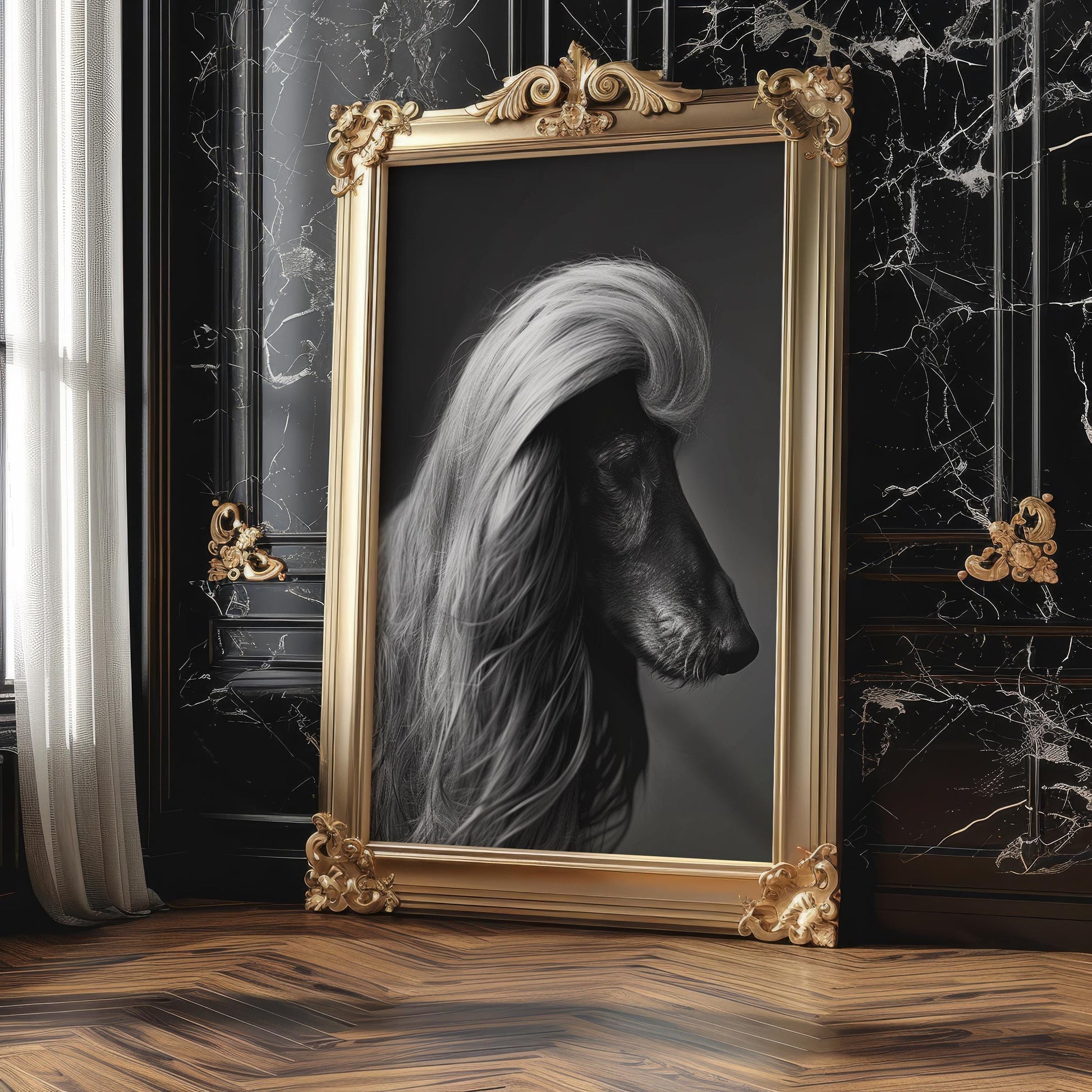 Dog Photography Afghan Hound Art Print | Black and White , Minimalist Decor wall art print, minimalist black and white poster, modern Scandinavian wall decor, Monohaus
