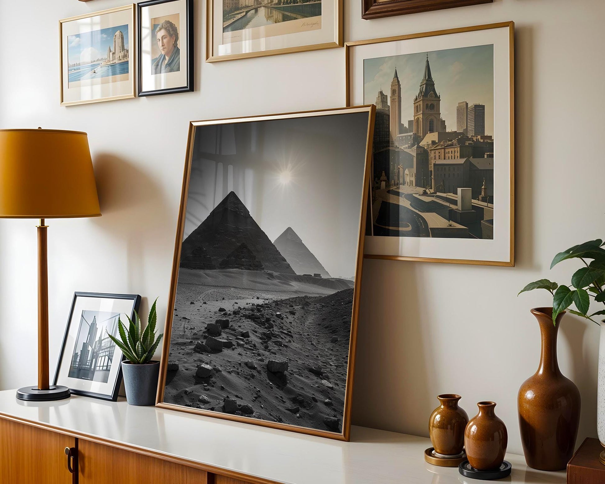 World Landmark | Pyramids of Giza Print | Minimalist Black and White Photography wall art print, minimalist black and white poster, modern Scandinavian wall decor, Monohaus