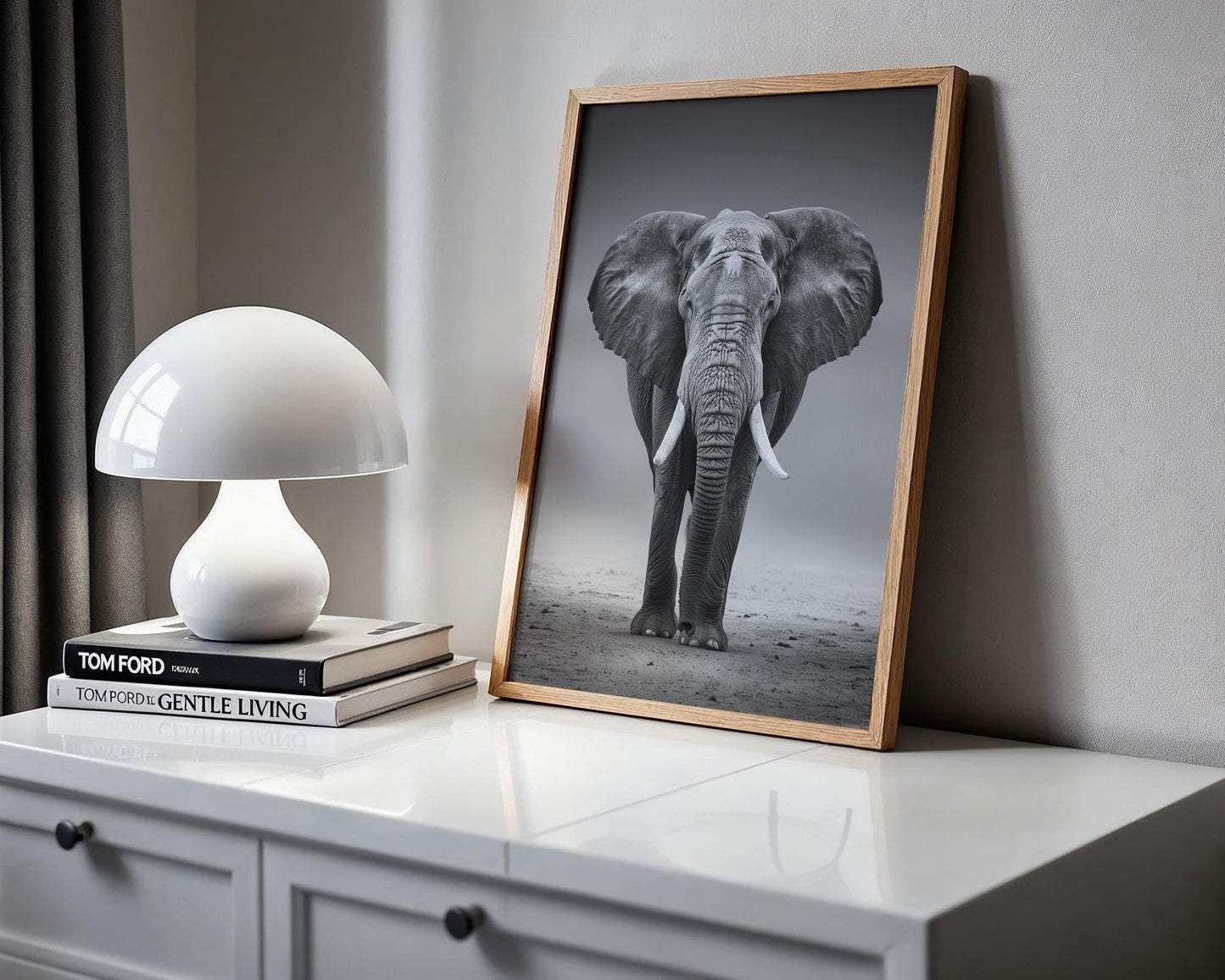 Wildlife Poster | Elephant Fine Art Print | Black & White Minimal Photography wall art print, minimalist black and white poster, modern Scandinavian wall decor, Monohaus