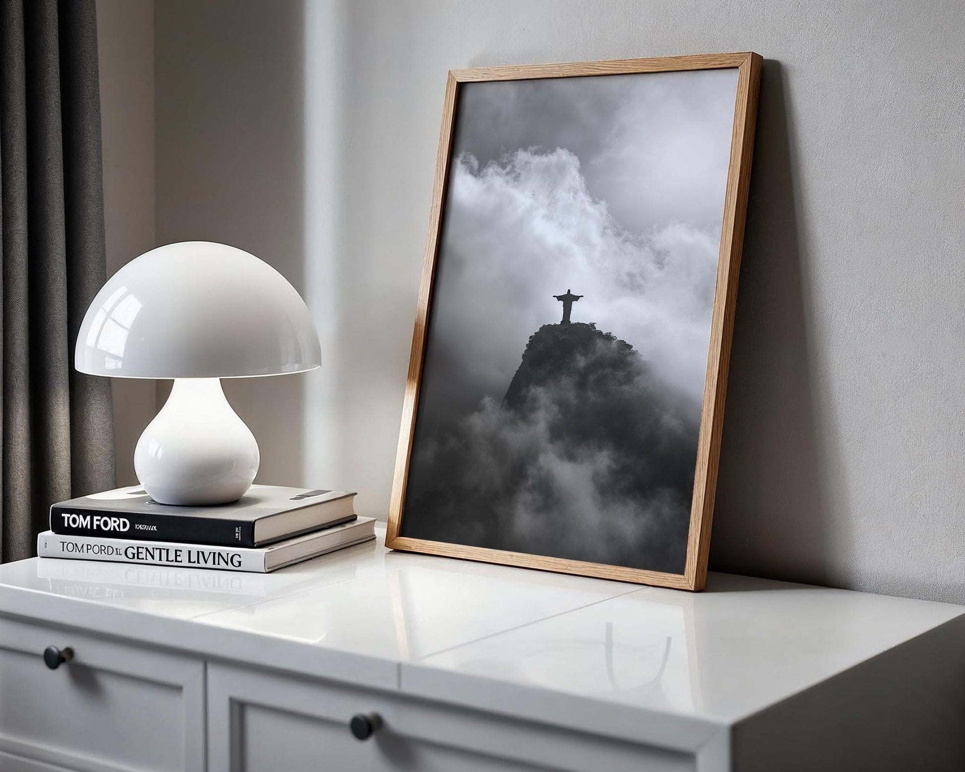 World Landmark | Christ the Redeemer Print | Black and White Rio de Janeiro Photography wall art print, minimalist black and white poster, modern Scandinavian wall decor, Monohaus