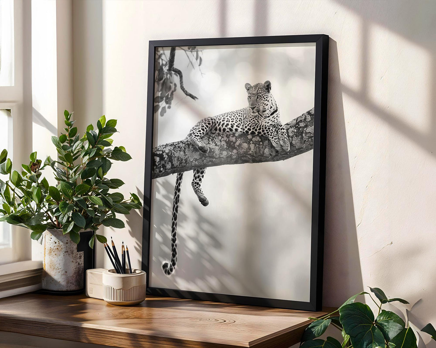 Wildlife Poster | Leopard Photography Print | Minimalist Safari Wall Art wall art print, minimalist black and white poster, modern Scandinavian wall decor, Monohaus