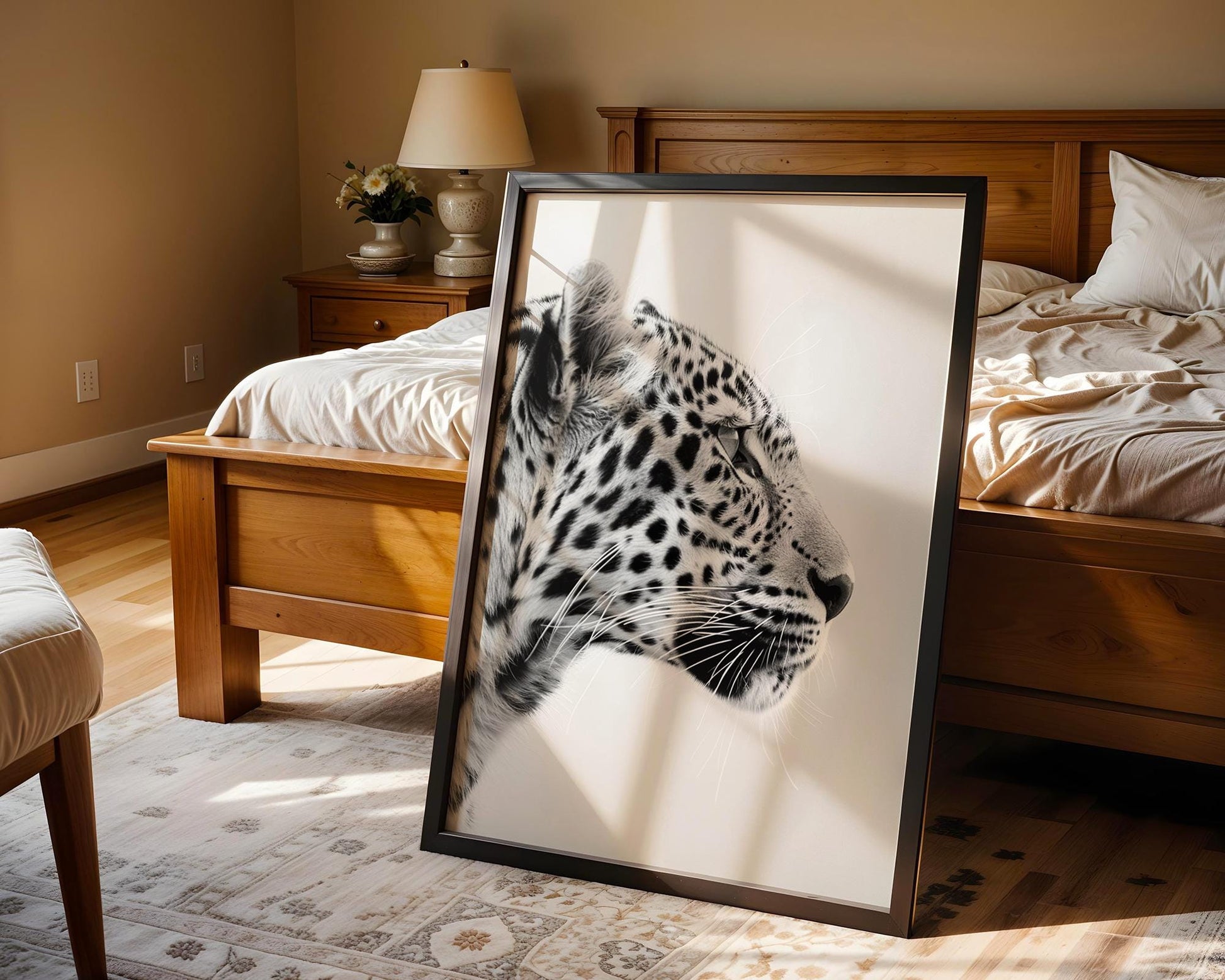 Wildlife Poster | Leopard Profile Art Print | Minimalist Black & White Photography wall art print, minimalist black and white poster, modern Scandinavian wall decor, Monohaus