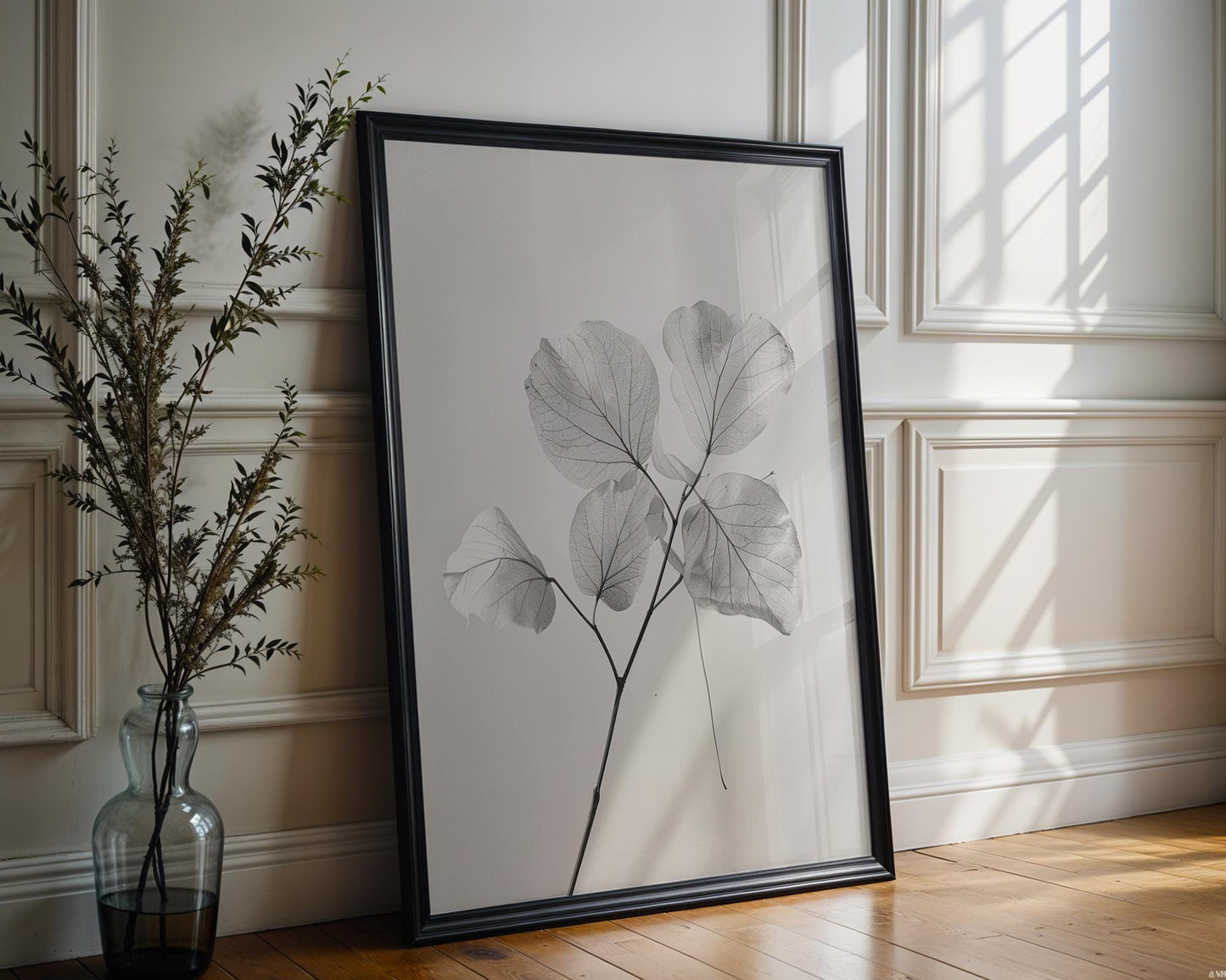 Botanical Photo | Leaf Print | Minimalist Black and White Nature Photography wall art print, minimalist black and white poster, modern Scandinavian wall decor, Monohaus