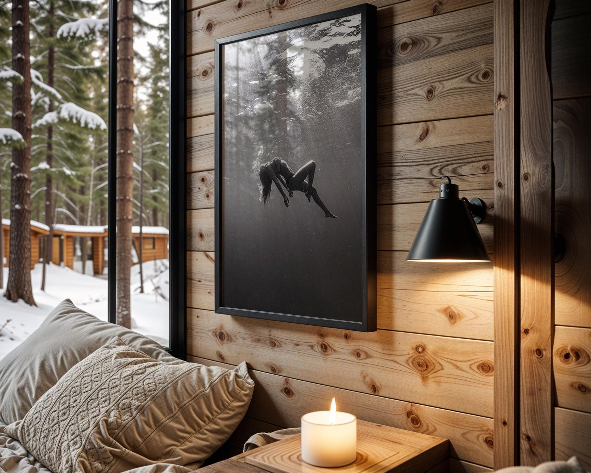 Designer Wall Art | Underwater Woman Print | Ethereal Black and White Photography, Minimalist Art wall art print, minimalist black and white poster, modern Scandinavian wall decor, Monohaus