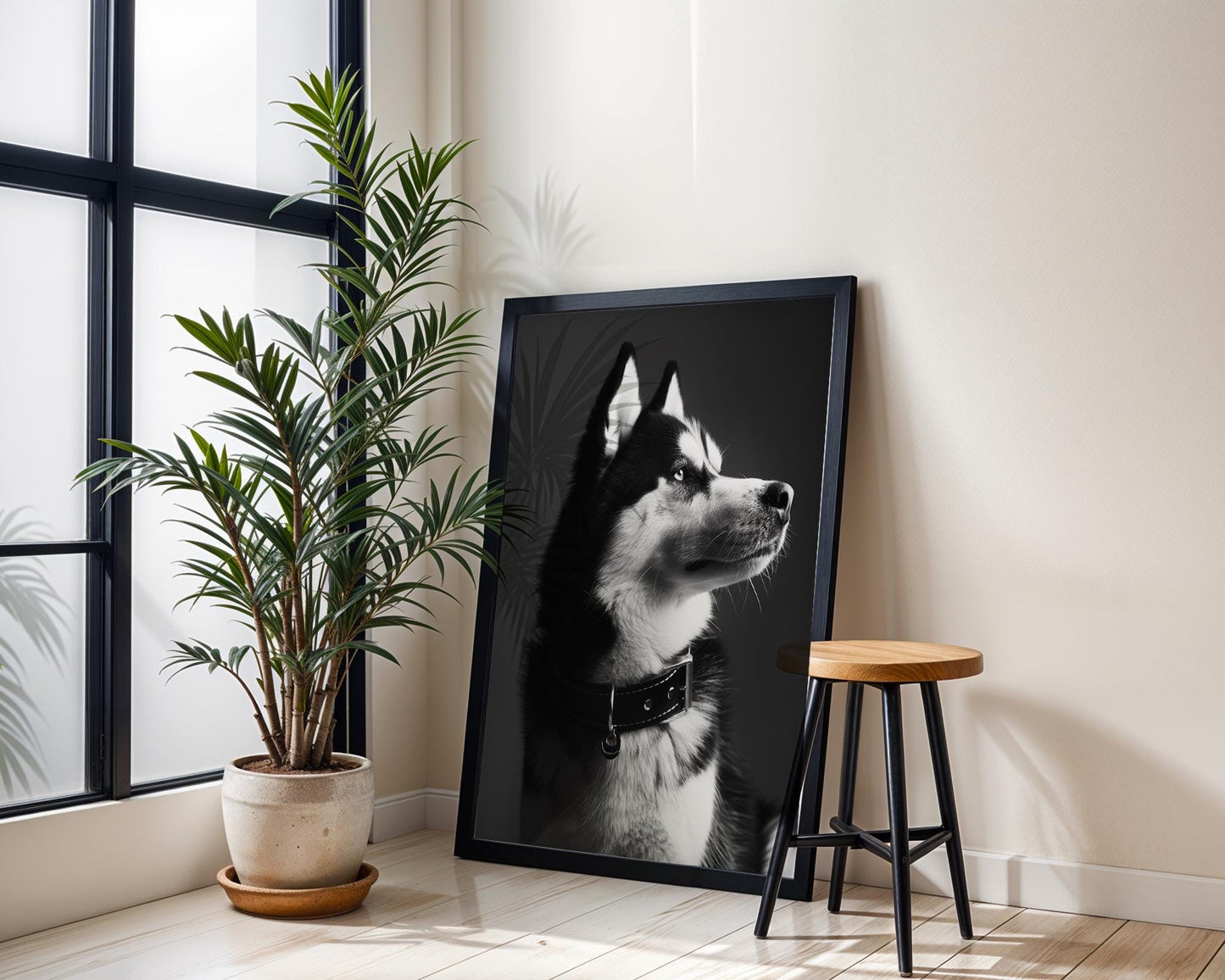 Dog Photography Husky Pet Portrait Print | Black and White Modern Poster wall art print, minimalist black and white poster, modern Scandinavian wall decor, Monohaus