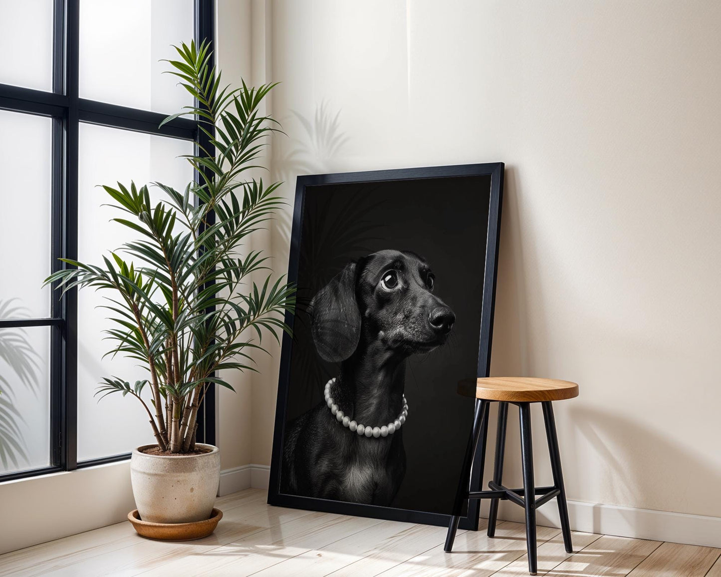 Dog Photography Dachshund Pet Art Print | Minimal Poster Black & White wall art print, minimalist black and white poster, modern Scandinavian wall decor, Monohaus