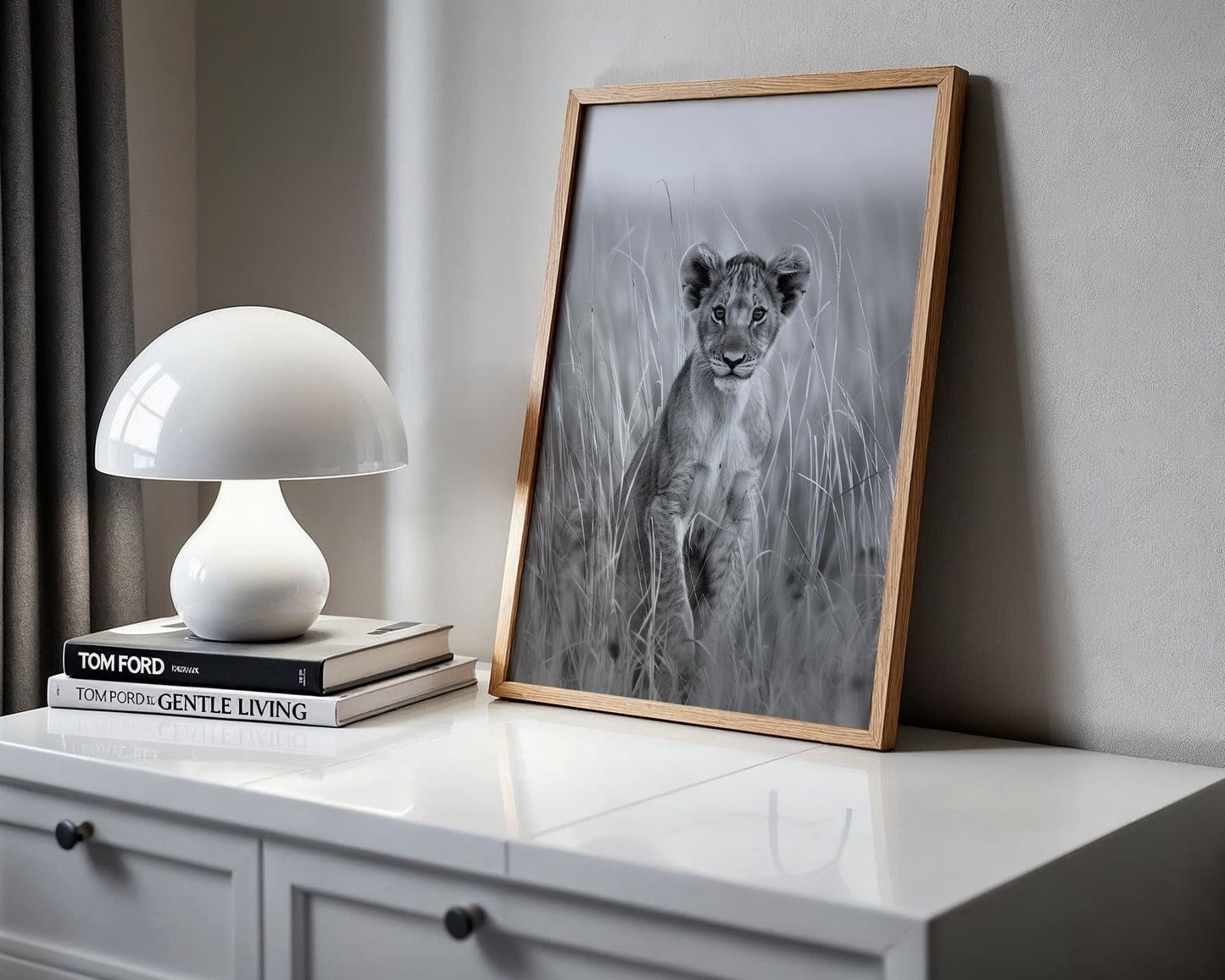 Wildlife Poster | Lion Cub Portrait Print | Minimalist Black & White Photography wall art print, minimalist black and white poster, modern Scandinavian wall decor, Monohaus