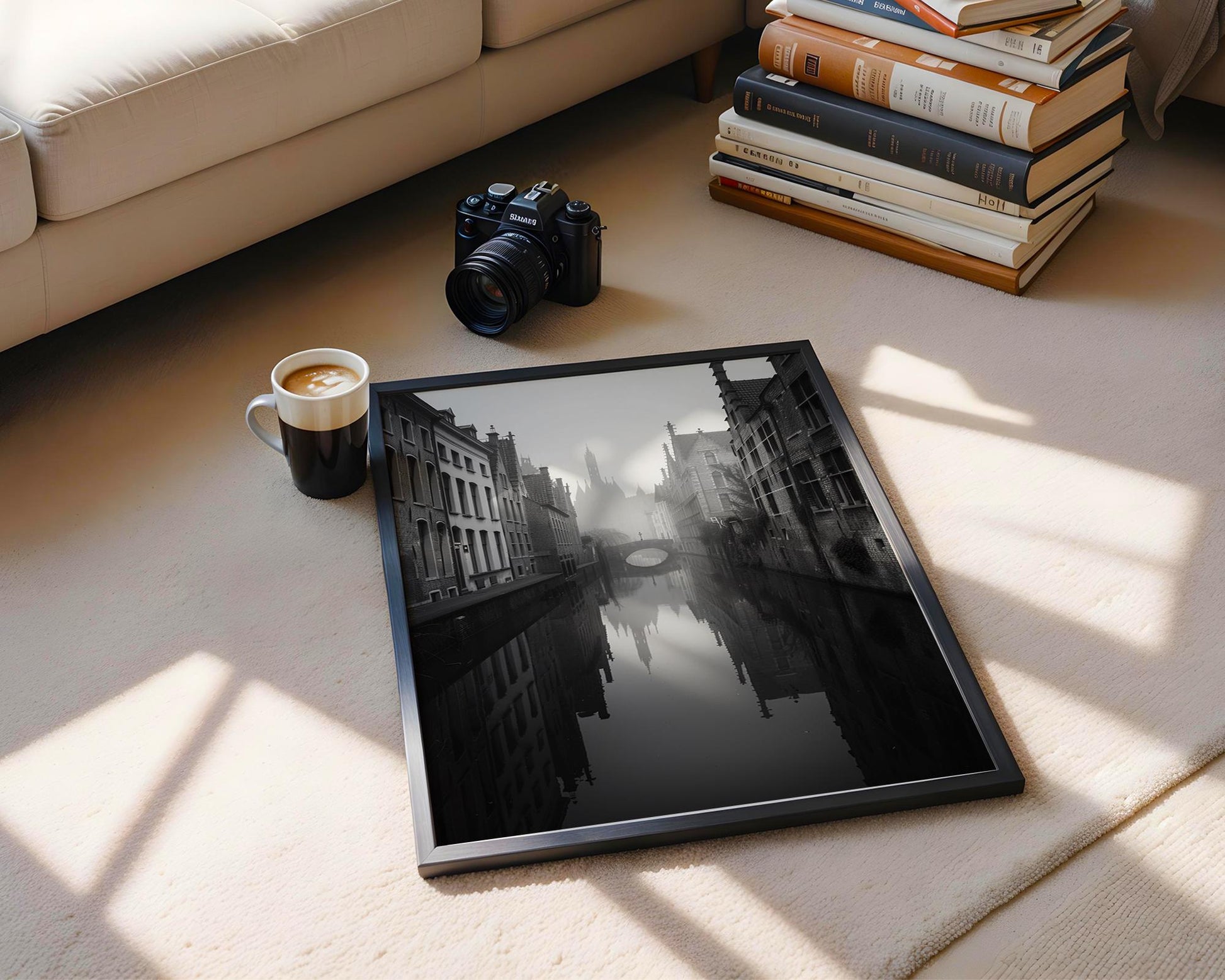 World Landmark | Bruges Belgium Print | Gothic Black & White Architecture Wall Art wall art print, black and white architectural poster, minimalist modern Scandinavian wall decor, Monohaus