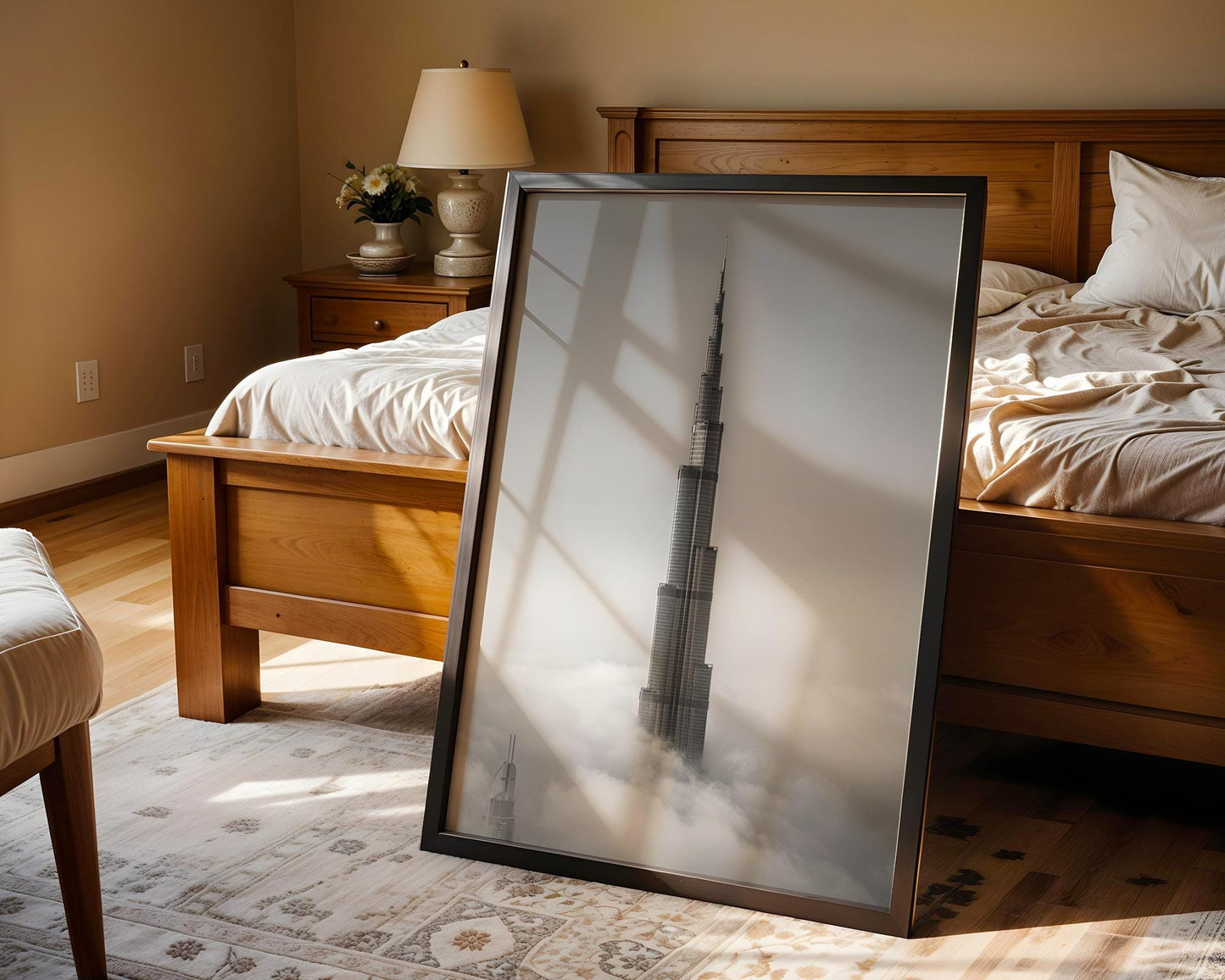 World Landmark | Burj Khalifa Print | Black and White Dubai Skyline Photography wall art print, minimalist black and white poster, modern Scandinavian wall decor, Monohaus