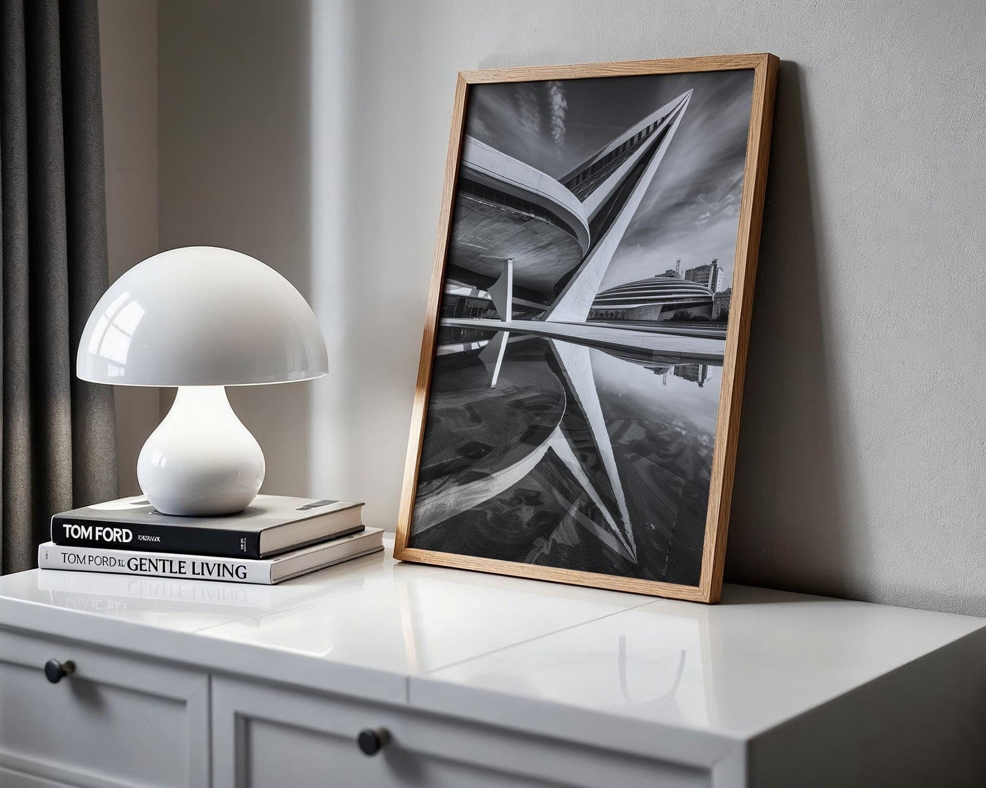 World Landmark | Palau de les Arts Print | Modern Black and White Architecture Photography wall art print, black and white architectural poster, minimalist modern Scandinavian wall decor, Monohaus