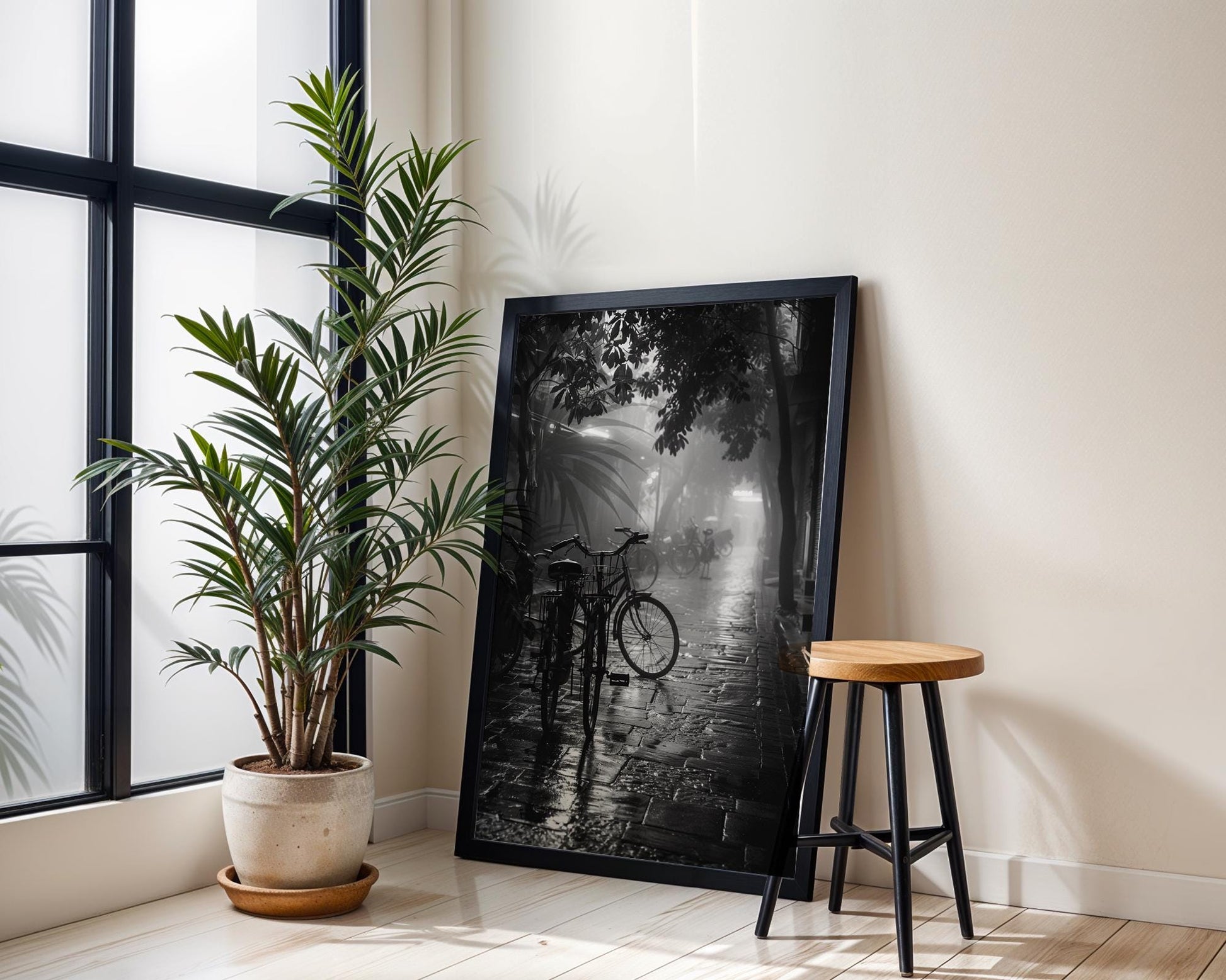 World Landmark | Hanoi Street Scene Photography Print | Black and White Travel Poster black and white photo print, minimalist monochrome wall art poster for modern interiors, Monohaus