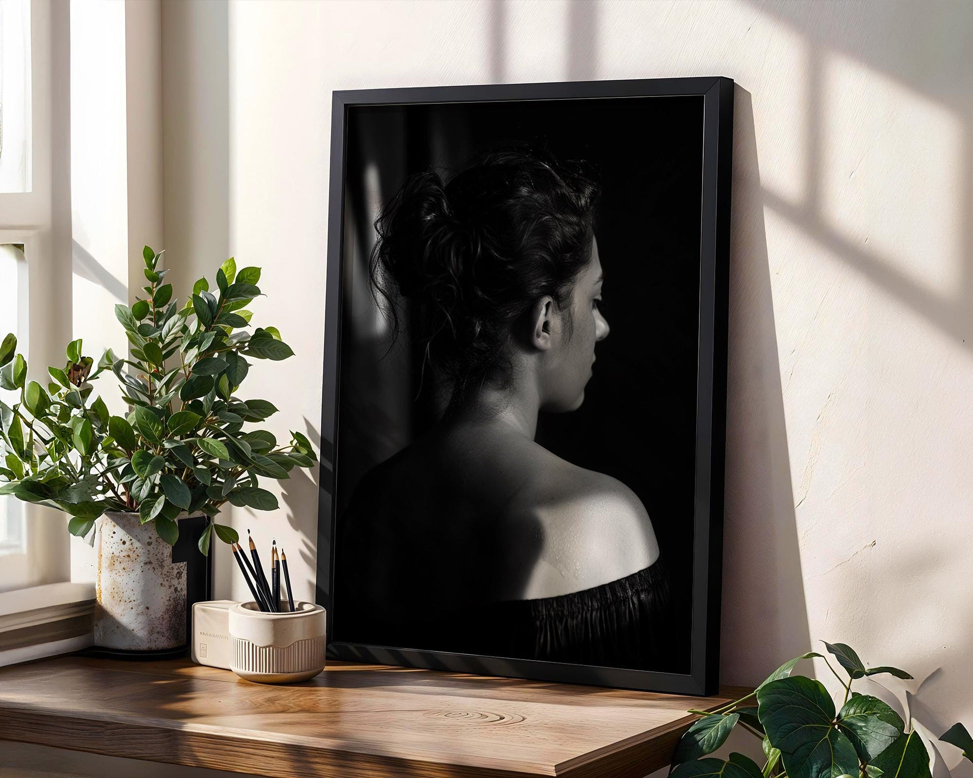 Minimal Wall Art Woman Silhouette Print | Black and White Fine Art Photography wall art print, minimalist black and white poster, modern Scandinavian wall decor, Monohaus