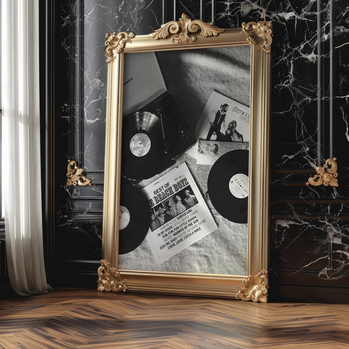 Designer Wall Art | Vinyl Record Player Photography | Black & White Music Poster wall art print, minimalist black and white poster, modern Scandinavian wall decor, Monohaus