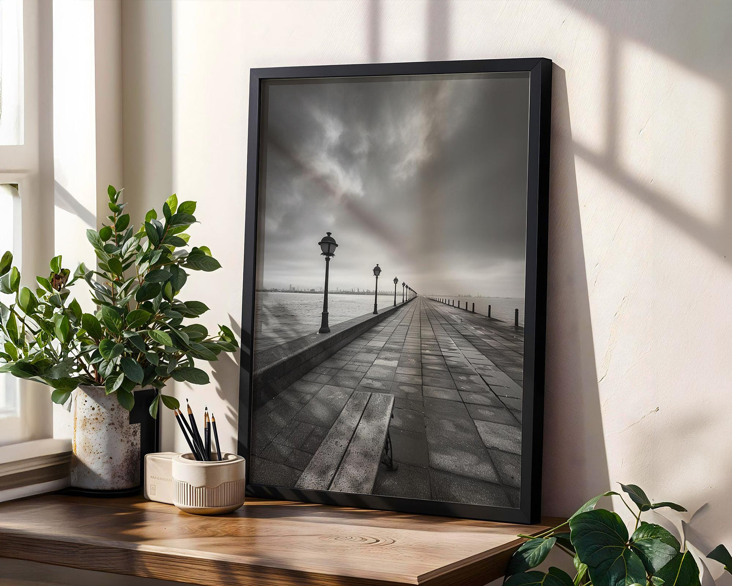 World Landmark | Thessaloniki Greece Print | Black and White Seaside Promenade Wall Art wall art print, minimalist black and white poster, modern Scandinavian wall decor, Monohaus