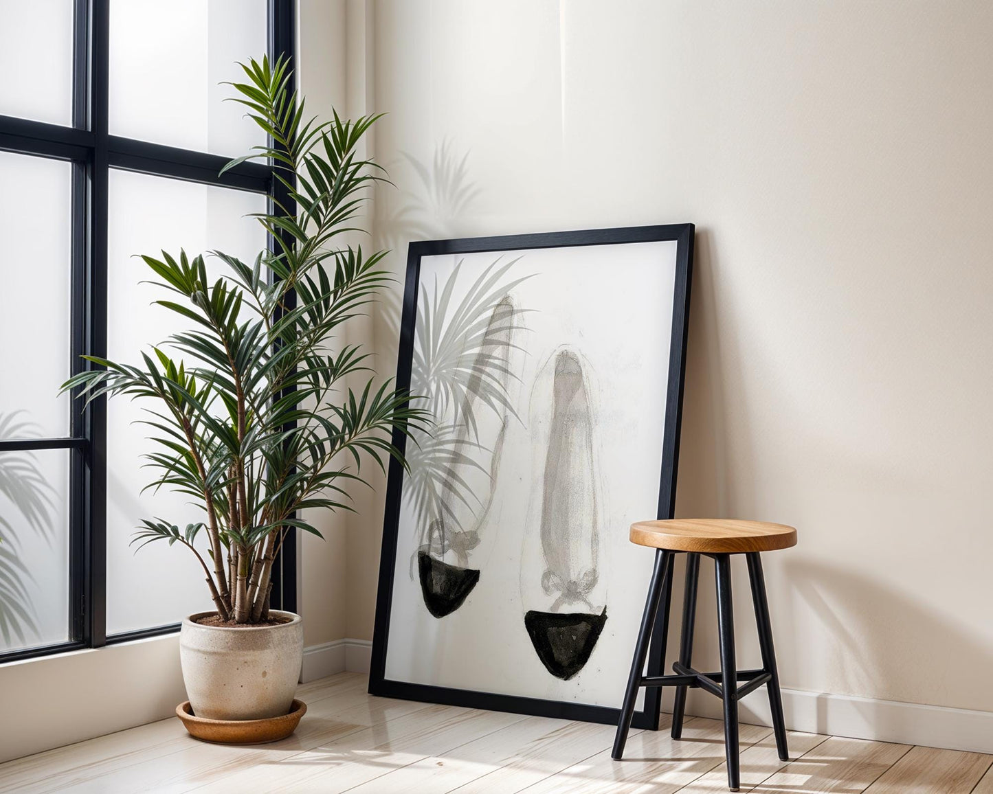 Designer Wall Art | Ballet Flats Watercolor Art Print | Minimalist Shoe Poster wall art print, minimalist black and white poster, modern Scandinavian wall decor, Monohaus