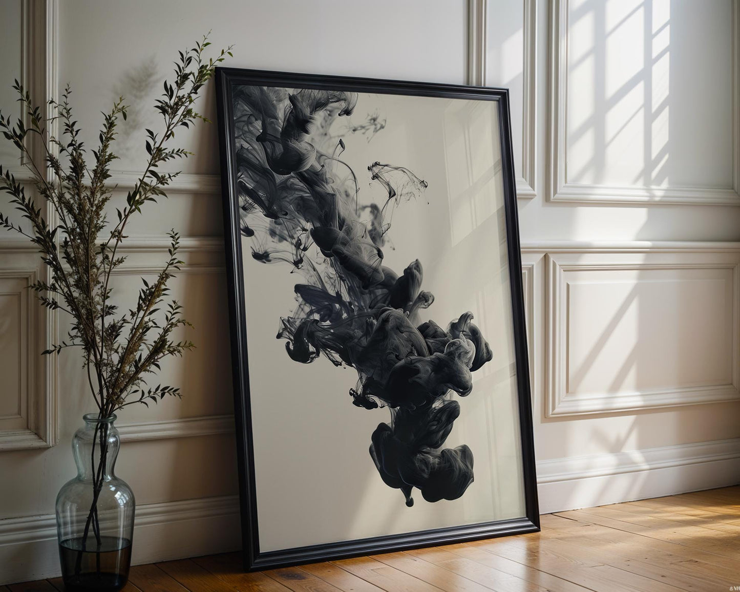 Minimal Wall Art Monochrome Ink Cloud Art Print | Modern Minimalist Photography wall art print, minimalist black and white poster, modern Scandinavian wall decor, Monohaus