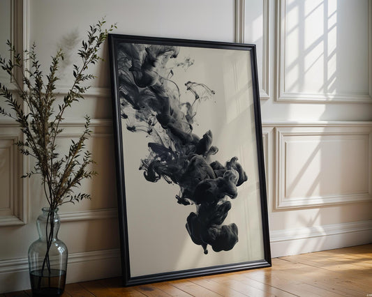 Minimal Wall Art Monochrome Ink Cloud Art Print | Modern Minimalist Photography wall art print, minimalist black and white poster, modern Scandinavian wall decor, Monohaus