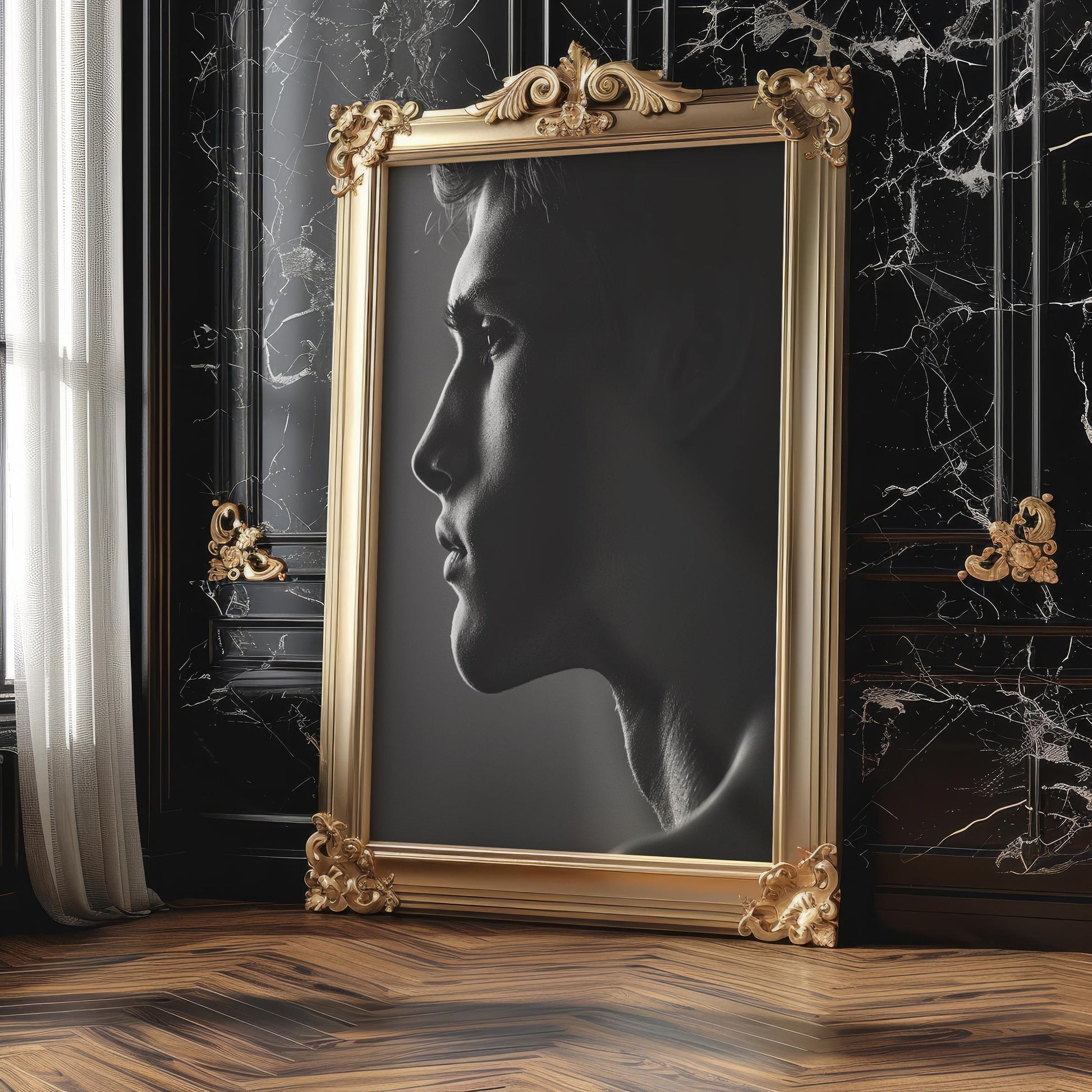 Minimal Wall Art | Black and White Male Portrait |  Monochrome Photography wall art print, minimalist black and white poster, modern Scandinavian wall decor, Monohaus