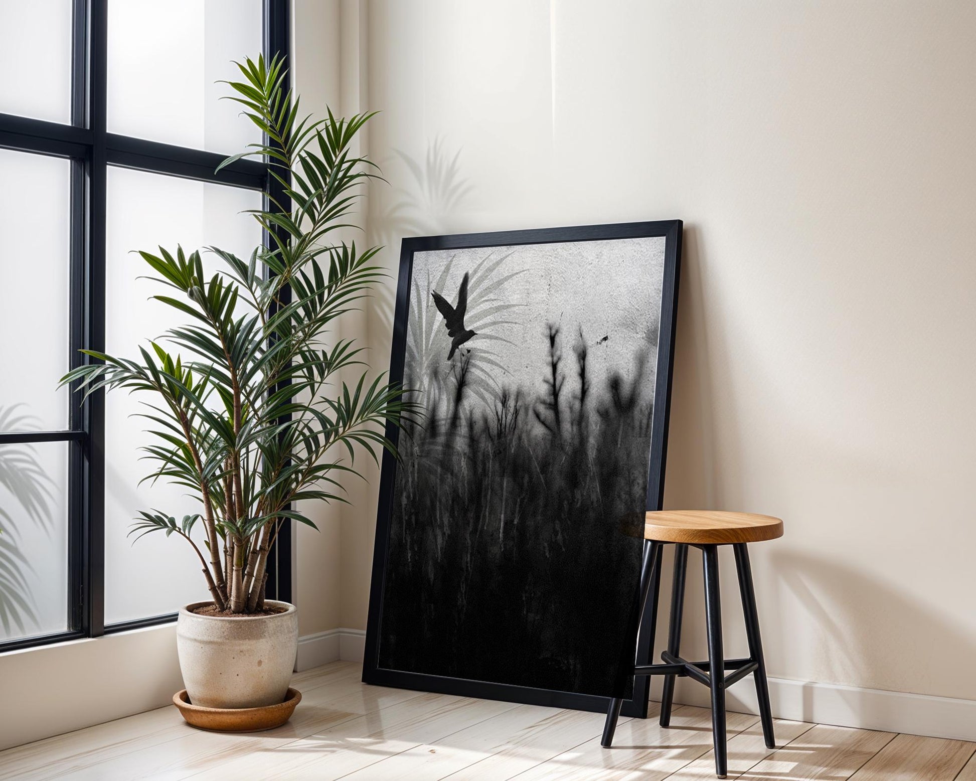 Black and White Bird Photography Print | Modern Minimalist Wall Art wall art print, minimalist black and white poster, modern Scandinavian wall decor, Monohaus