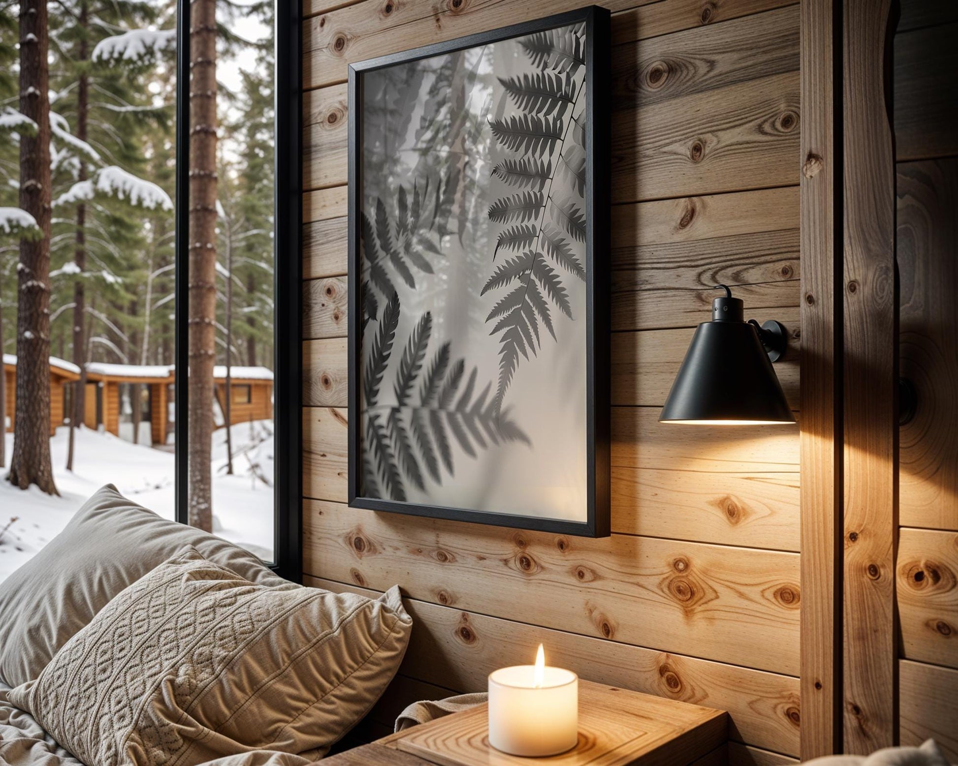 Botanical Photo | Shadow Fern Print | Minimalist  Fine Art Photography wall art print, minimalist black and white poster, modern Scandinavian wall decor, Monohaus