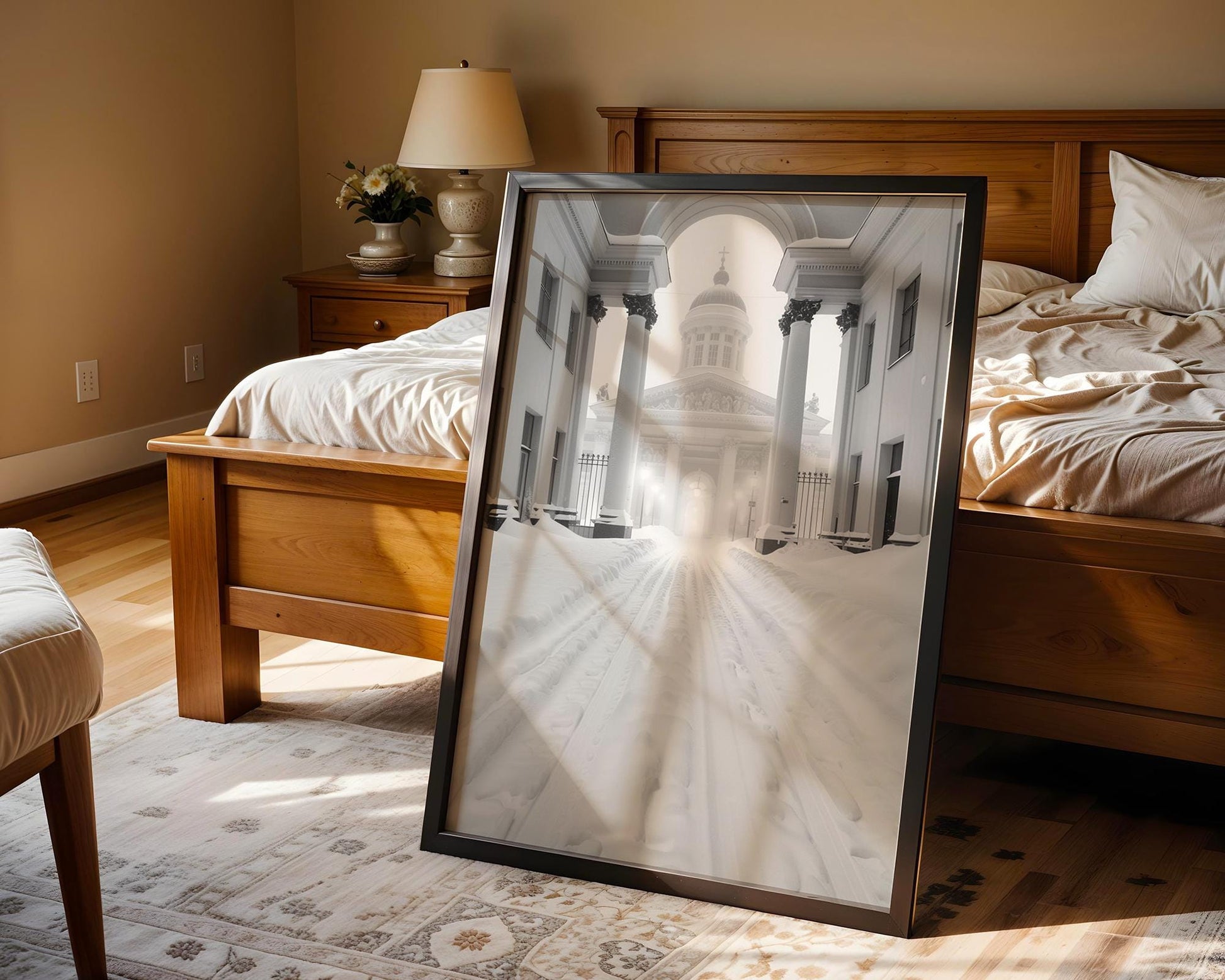 World Landmark | Helsinki Cathedral Winter Print | Minimalist Nordic Wall Art wall art print, minimalist black and white poster, modern Scandinavian wall decor, Monohaus