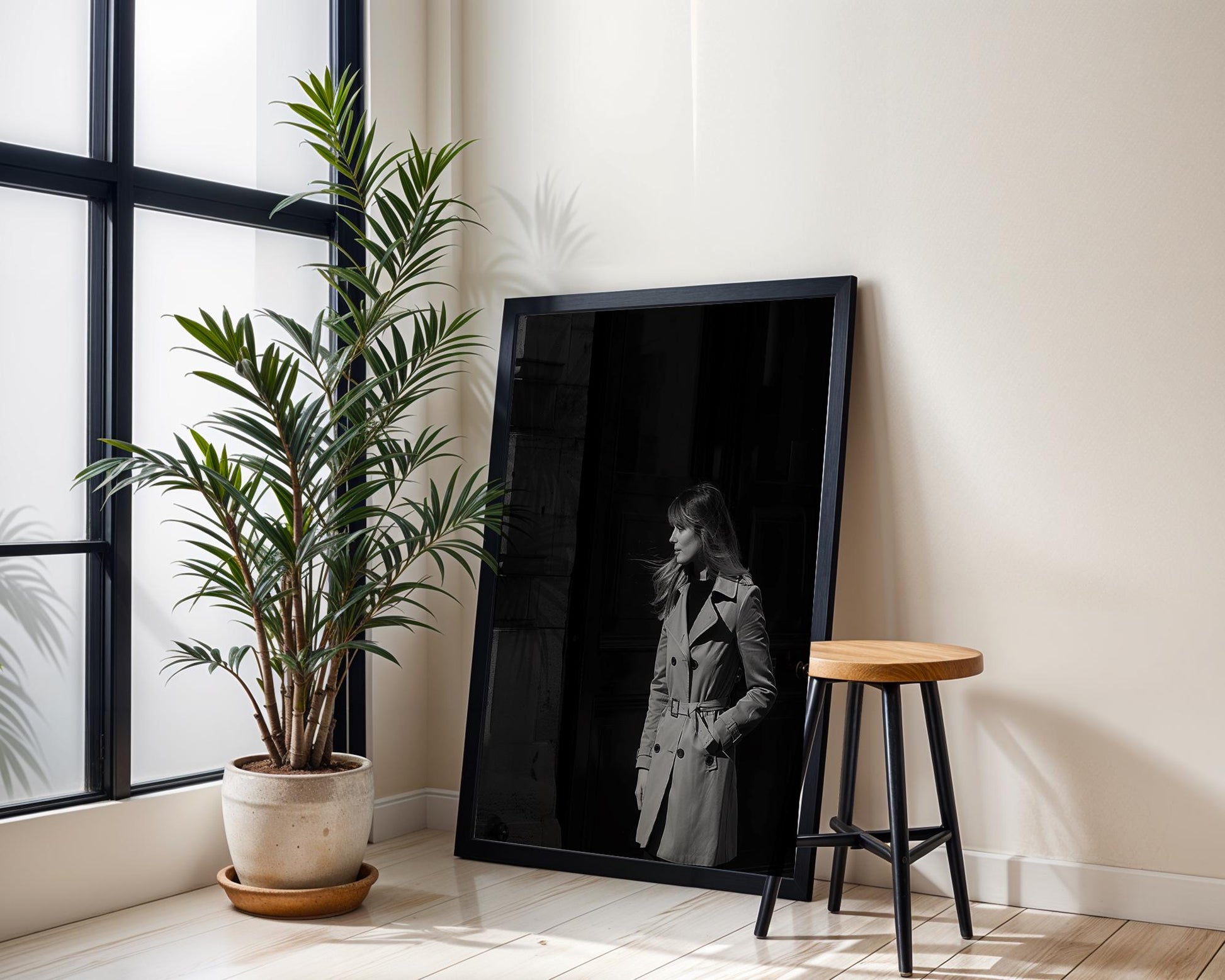 Veiled Woman Art Print | Moody Dark Photography, Bedroom Wall Decor wall art print, minimalist black and white poster, modern Scandinavian wall decor, Monohaus