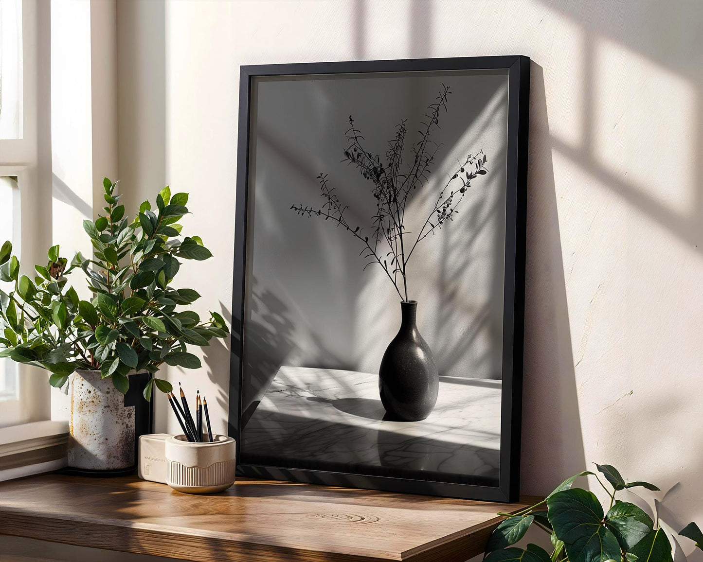 Minimal Wall Art Minimalist Botanical Print | Black and White Vase Photography wall art print, minimalist black and white poster, modern Scandinavian wall decor, Monohaus