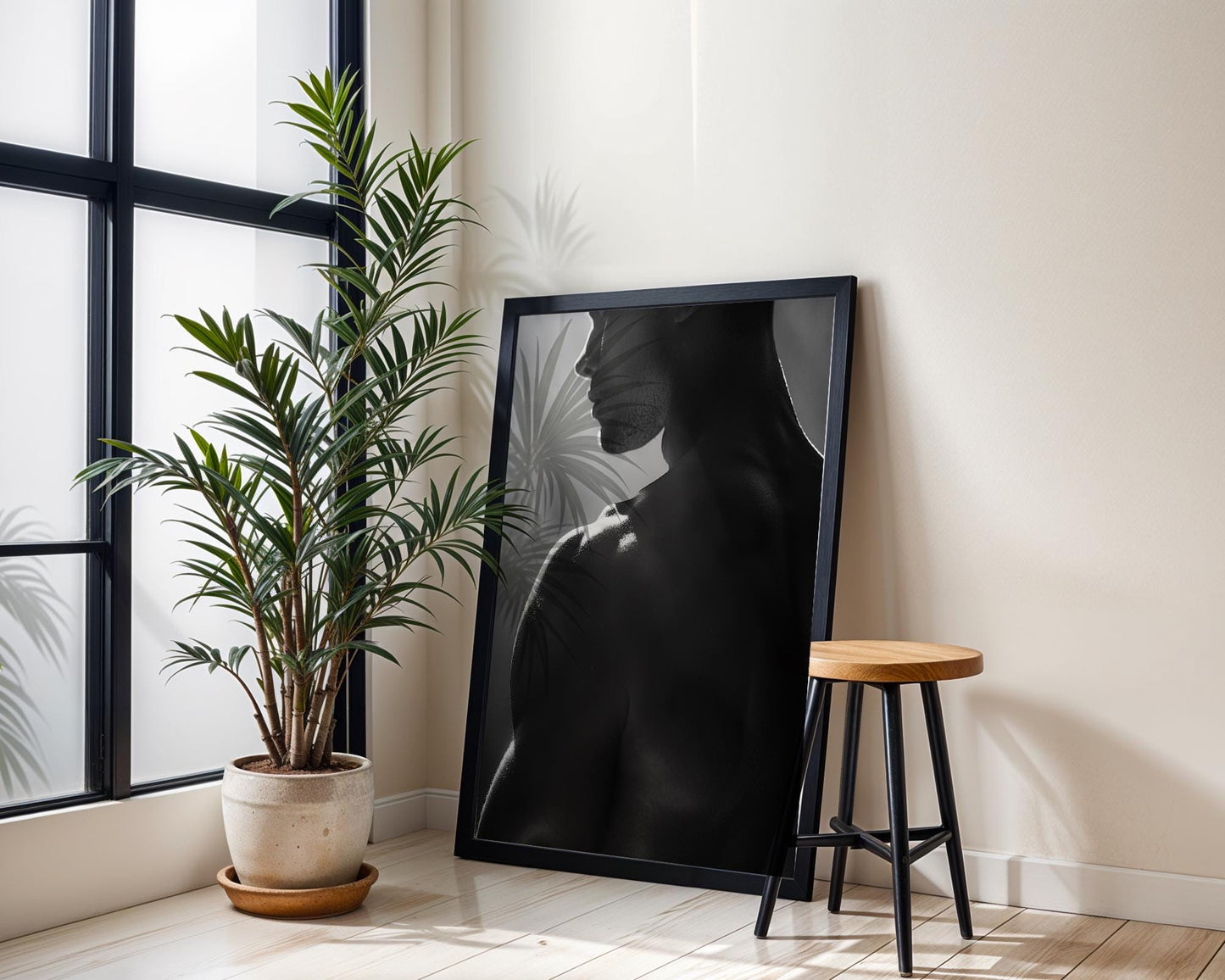 Minimal Wall Art Monochrome Fashion Print | Fine Model Photography wall art print, minimalist black and white poster, modern Scandinavian wall decor, Monohaus