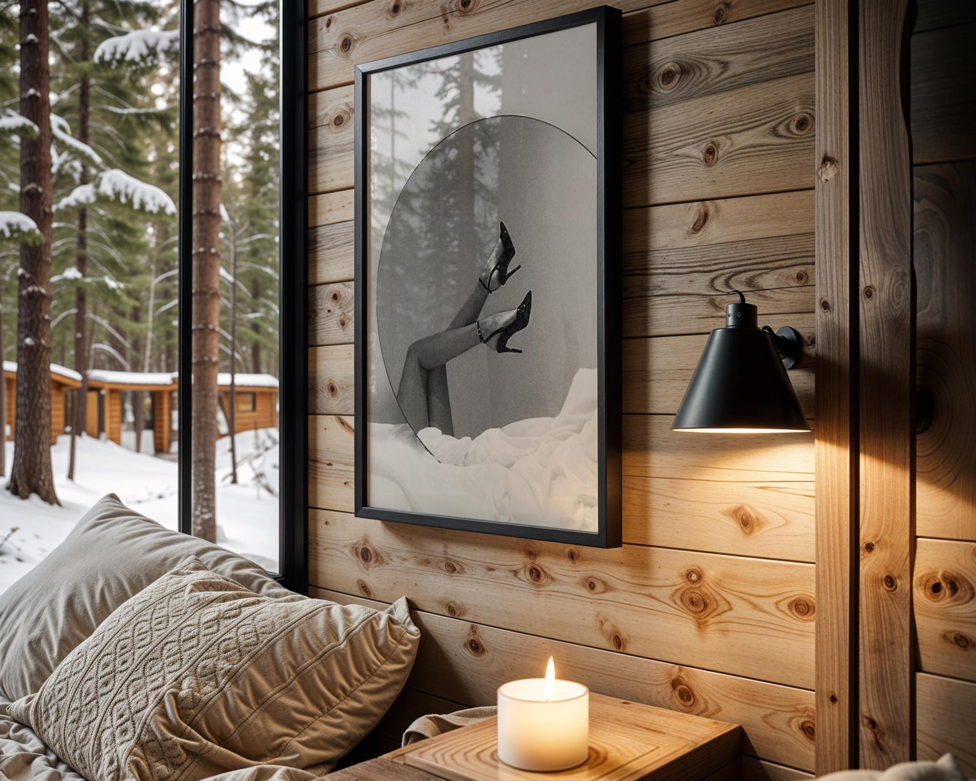 Designer Wall Art | Heels Reflection Print | Black and White Glamour Photography wall art print, minimalist black and white poster, modern Scandinavian wall decor, Monohaus