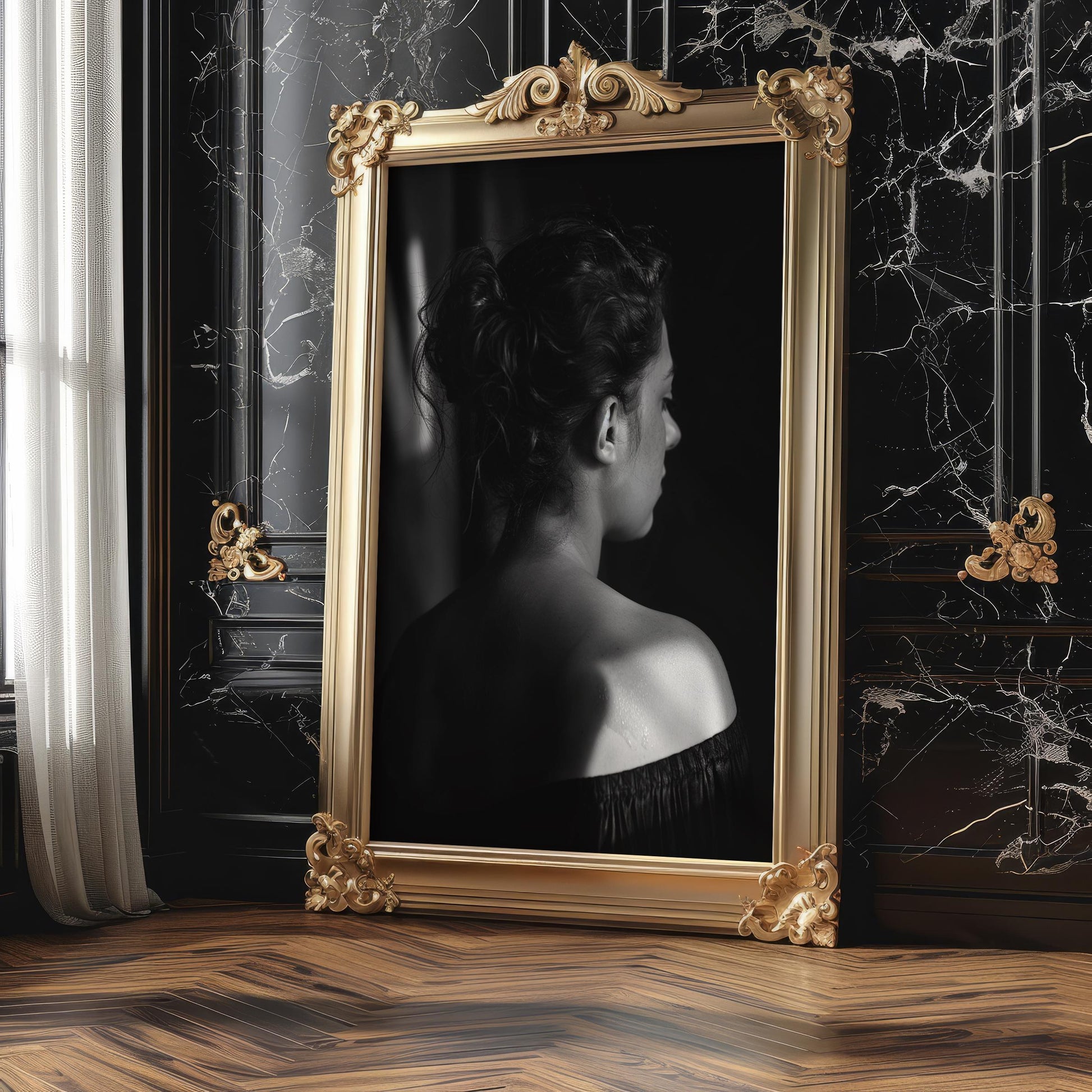 Minimal Wall Art Woman Silhouette Print | Black and White Fine Art Photography wall art print, minimalist black and white poster, modern Scandinavian wall decor, Monohaus