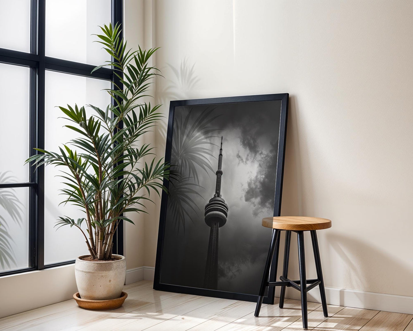 World Landmark | CN Tower Print | Toronto Skyline Photography, Minimalist Urban Decor wall art print, black and white architectural poster, minimalist modern Scandinavian wall decor, Monohaus