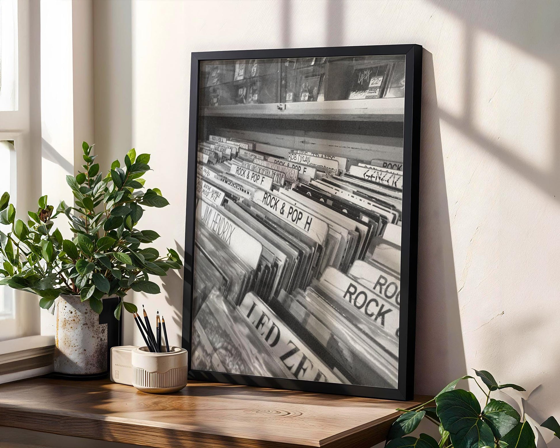 Designer Wall Art | Vinyl Record Store Print | Black & White LP Album Art wall art print, minimalist black and white poster, modern Scandinavian wall decor, Monohaus