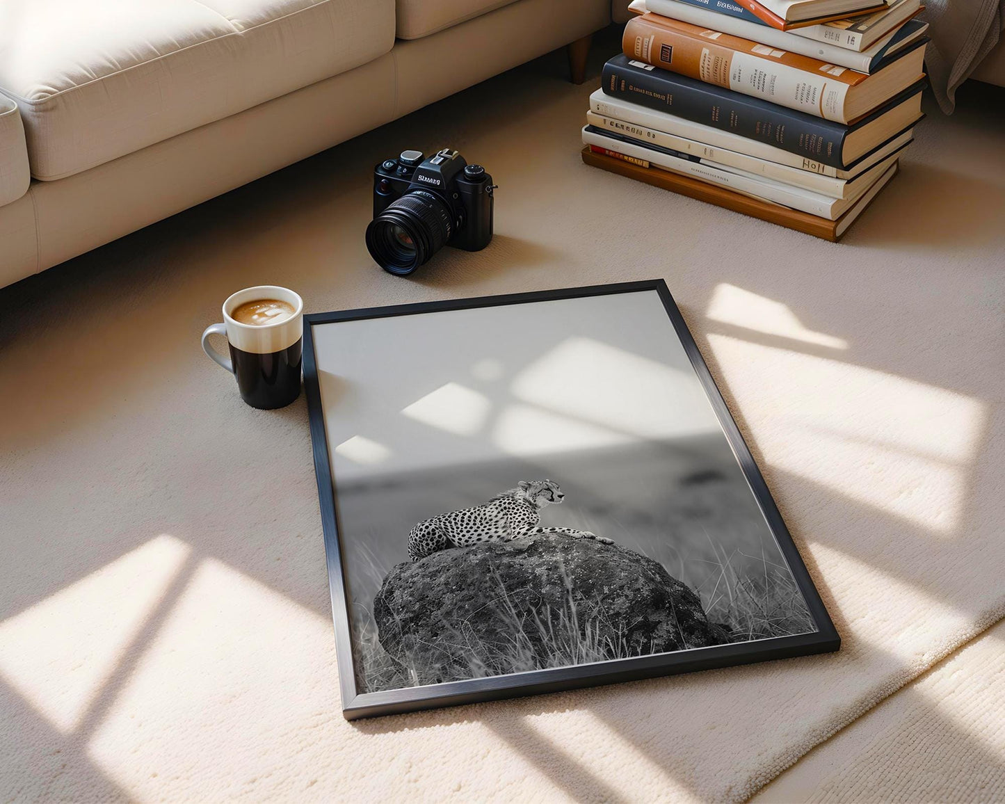 Wildlife Poster | Cheetah Photography Print | Minimalist Safari Wall Art wall art print, minimalist black and white poster, modern Scandinavian wall decor, Monohaus