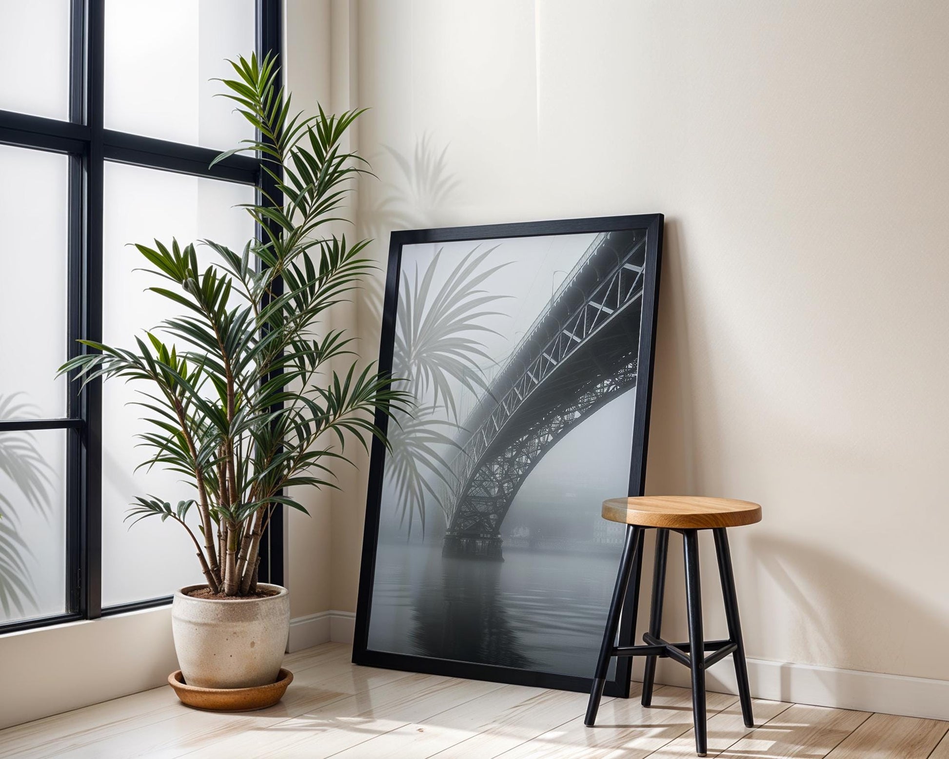 World Landmark | Porto Bridge Photography Print | Black and White Minimalist Wall Art wall art print, minimalist black and white poster, modern Scandinavian wall decor, Monohaus