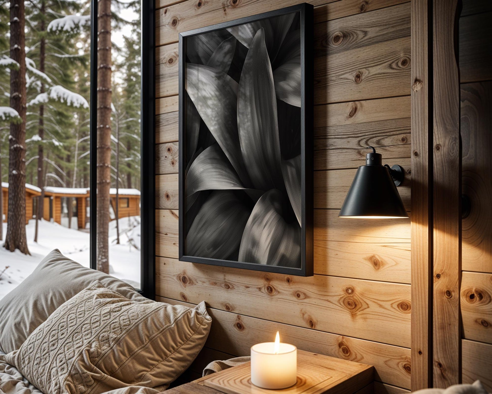 Botanical Photo | Abstract Leaf Macro Photography Print | Black & White Minimal abstract wall art print, geometric minimalist poster, modern Scandinavian decor, Monohaus