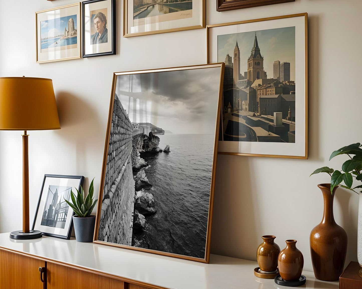 World Landmark | Dubrovnik Old Town Walls Print | Black and White Croatia Photography wall art print, minimalist black and white poster, modern Scandinavian wall decor, Monohaus