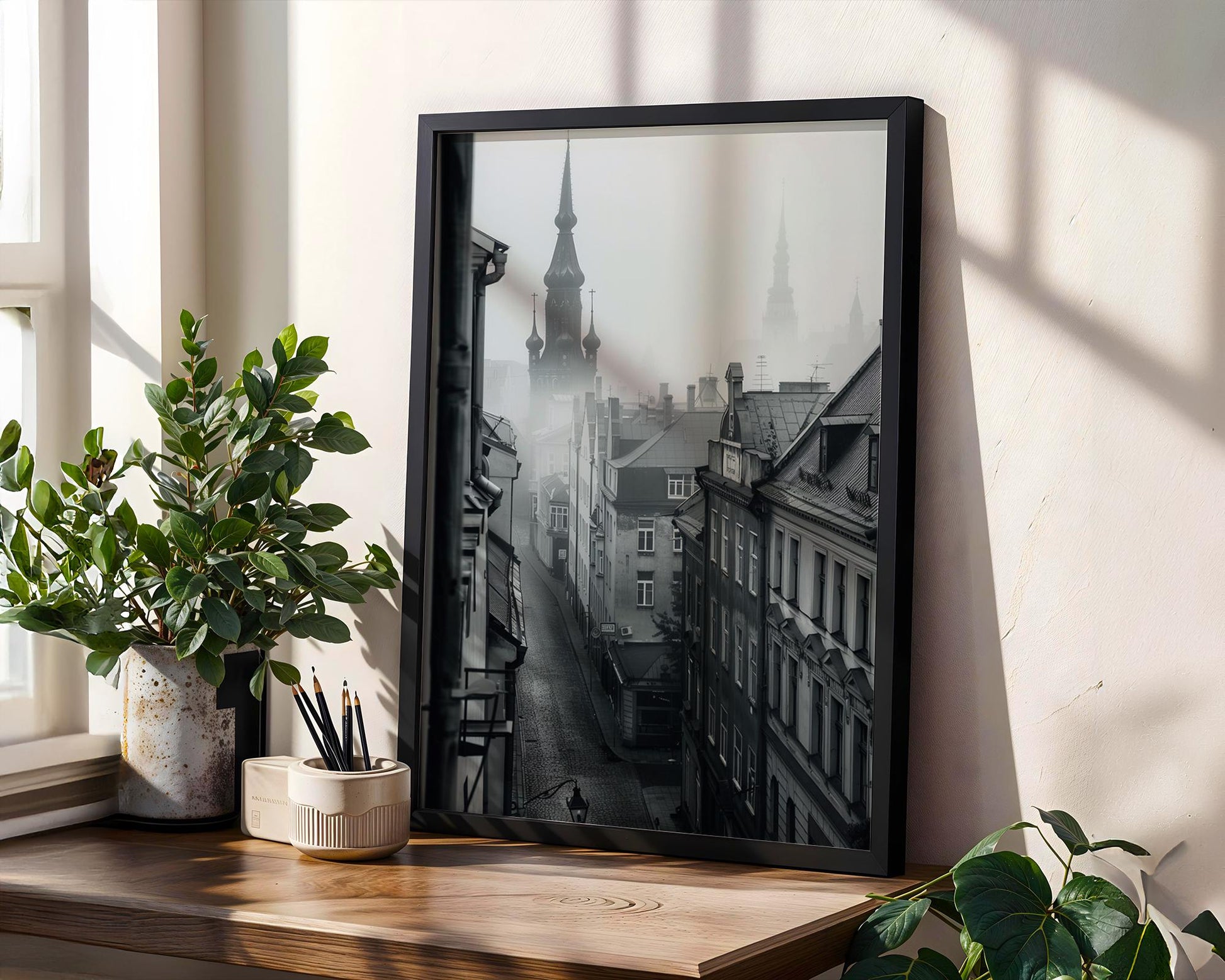 World Landmark | Tallinn Old Town Photography Print | Moody Estonia Wall Art wall art print, minimalist black and white poster, modern Scandinavian wall decor, Monohaus