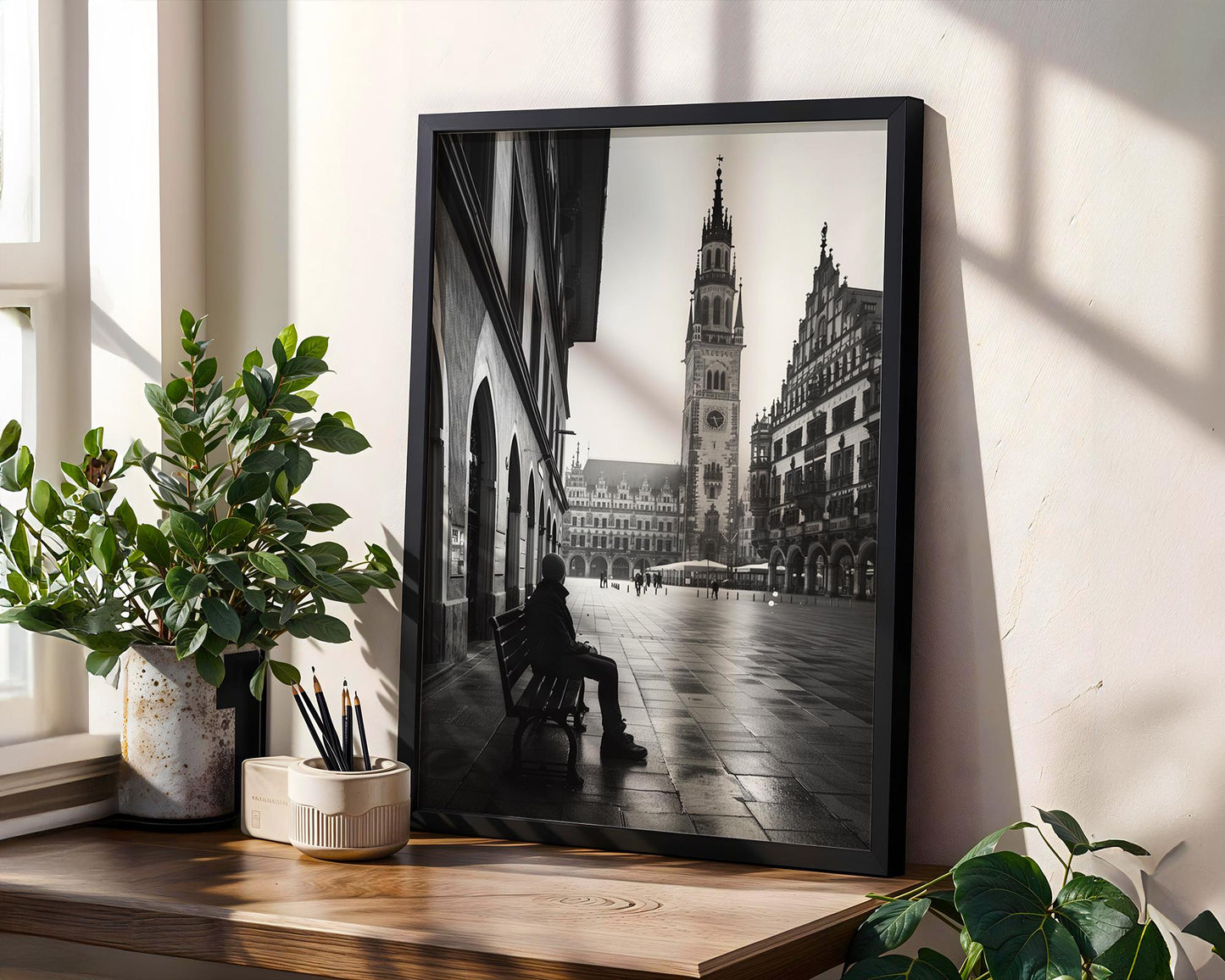 World Landmark | Marienplatz Munich Print | Black and White Architecture Photography