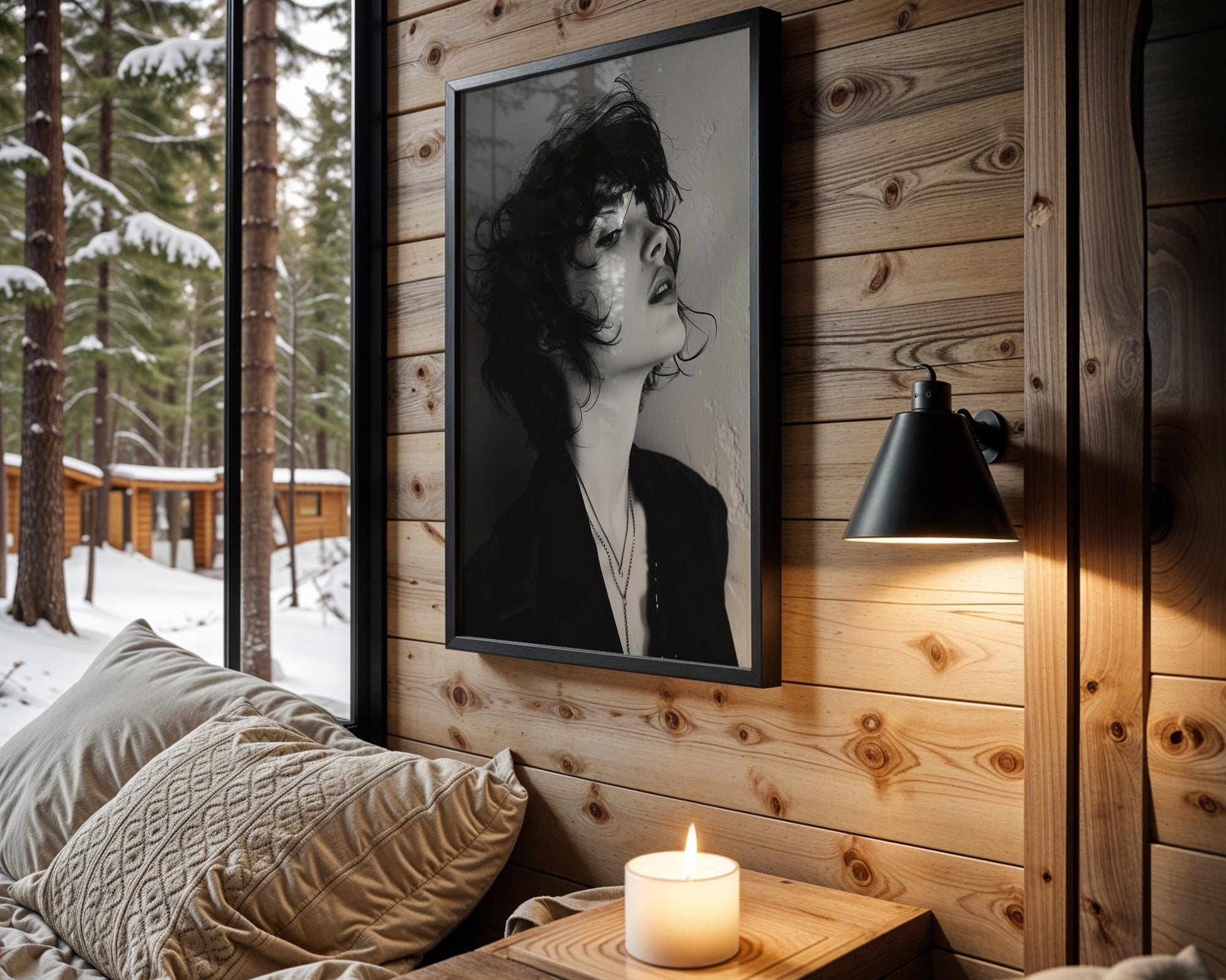 Minimal Wall Art Noir Portrait Print | Moody Black and White Female Photography wall art print, minimalist black and white poster, modern Scandinavian wall decor, Monohaus