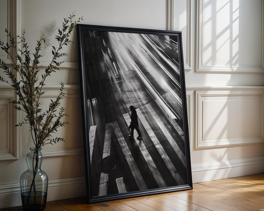 Urban Photography | Black and White Crosswalk Art Print | Minimalist Decor black and white photo print, minimalist monochrome wall art poster for modern interiors, Monohaus