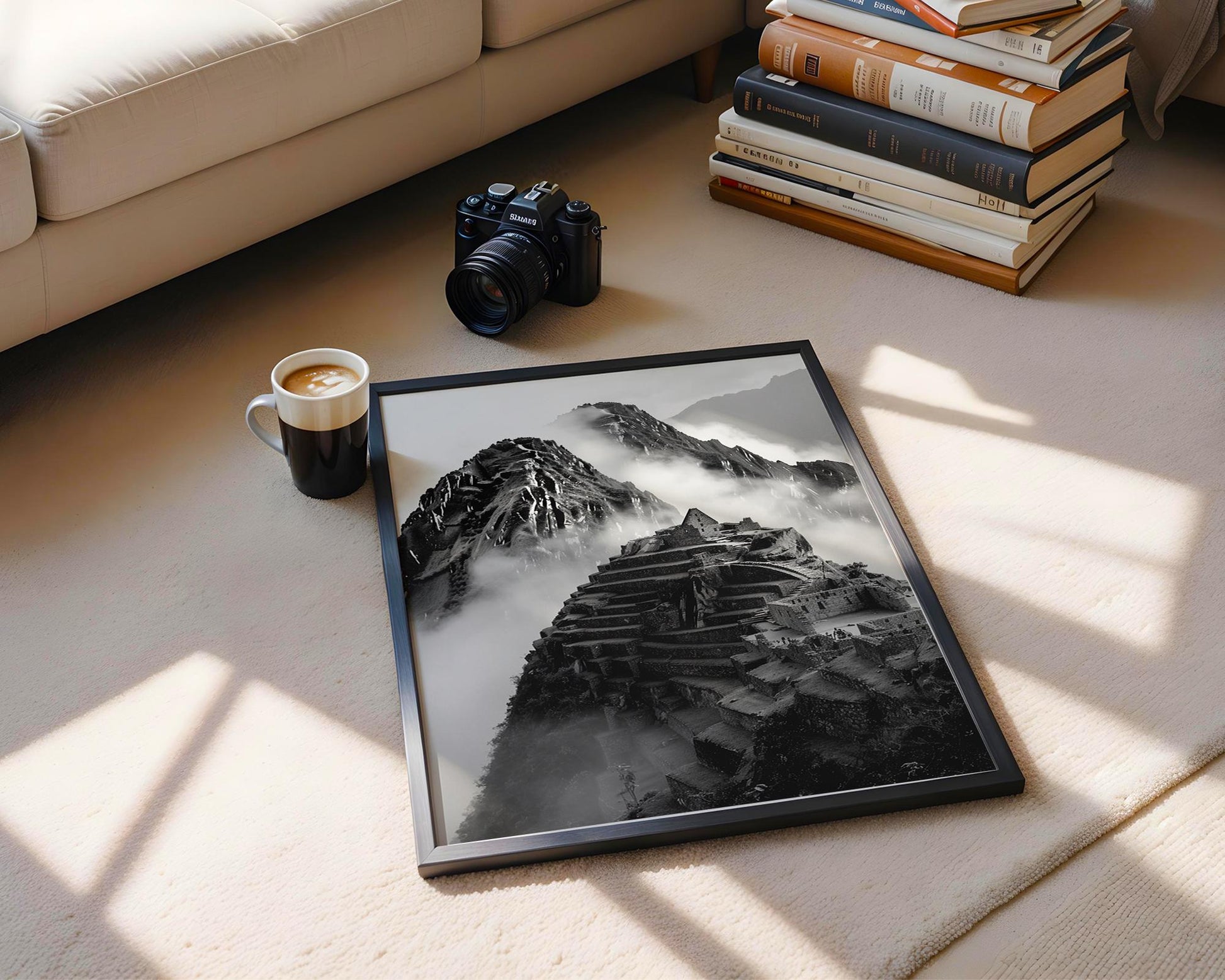 World Landmark | Machu Picchu Black and White Photography Print | Modern Travel Poster wall art print, minimalist black and white poster, modern Scandinavian wall decor, Monohaus