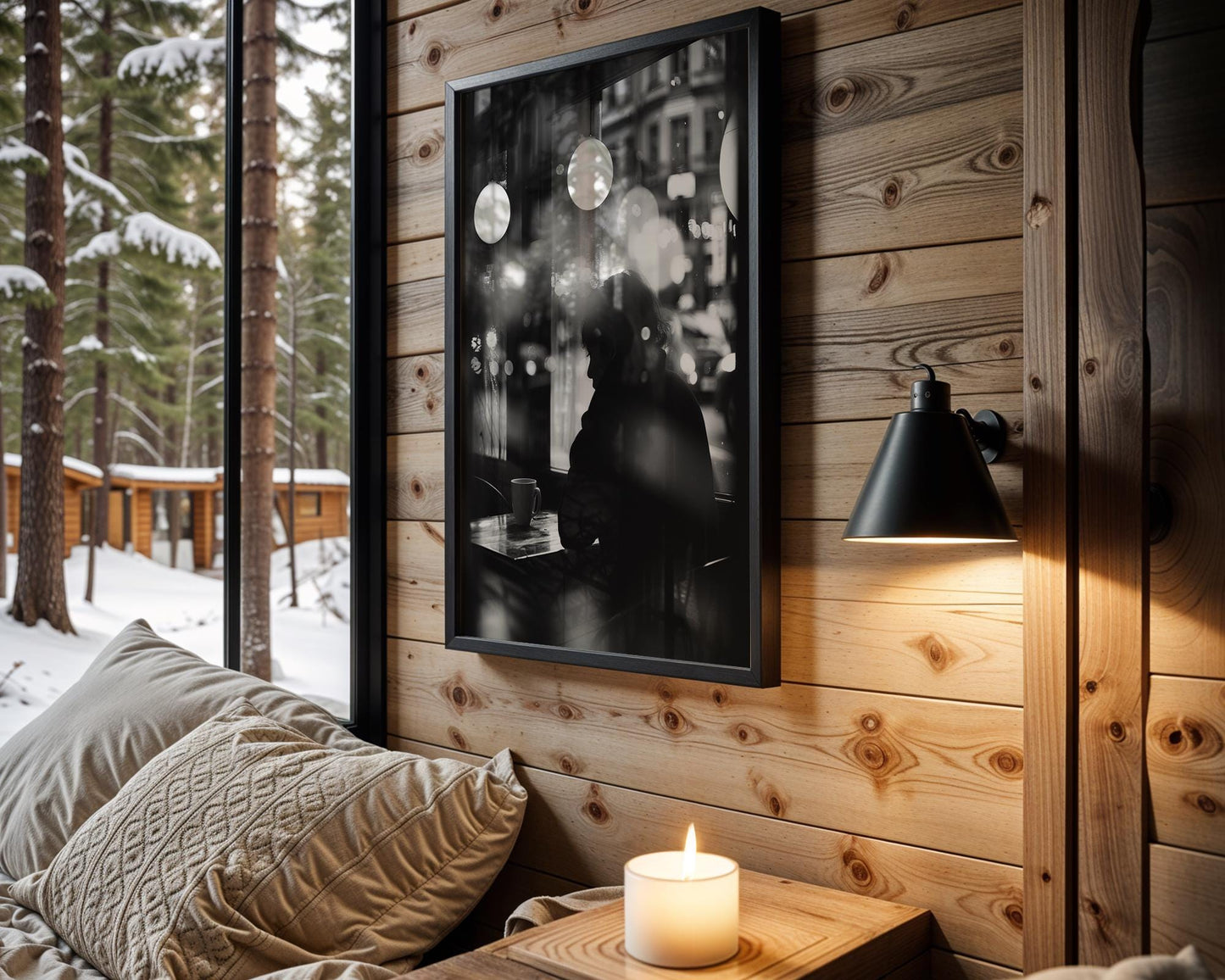 Urban Photography | Cafe Window Print | Moody Black and White Photography, Modern Minimalist Art black and white photo print, minimalist monochrome wall art poster for modern interiors, Monohaus